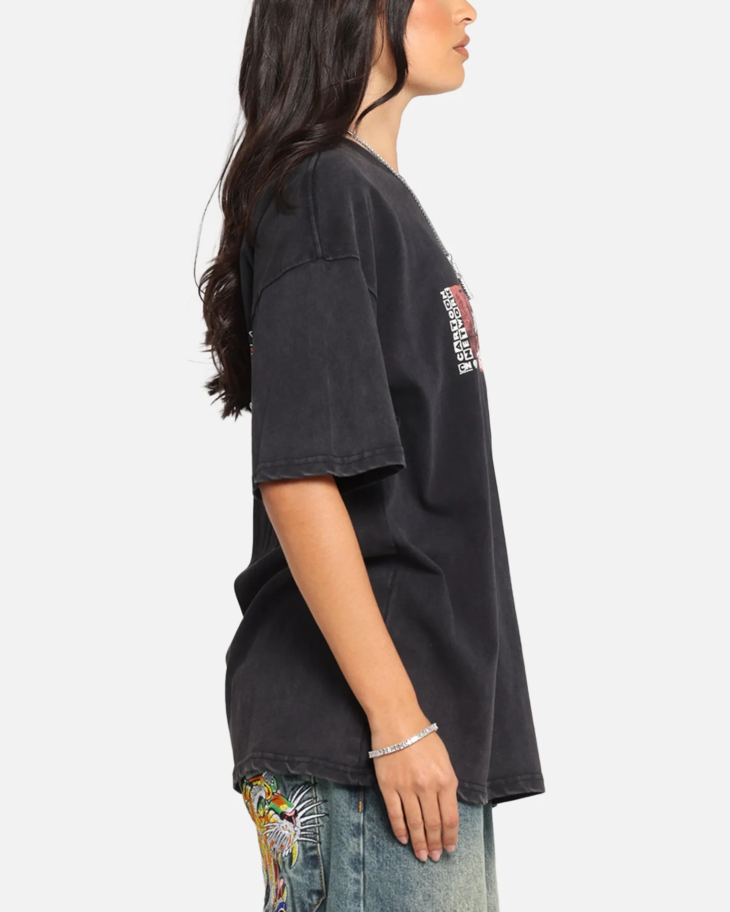 73 Studio X Cartoon Network Bill & Mandy Box Logo Vintage T-Shirt Black Acidwash