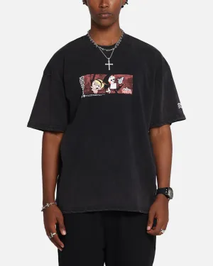 73 Studio X Cartoon Network Bill & Mandy Box Logo Vintage T-Shirt Black Acidwash