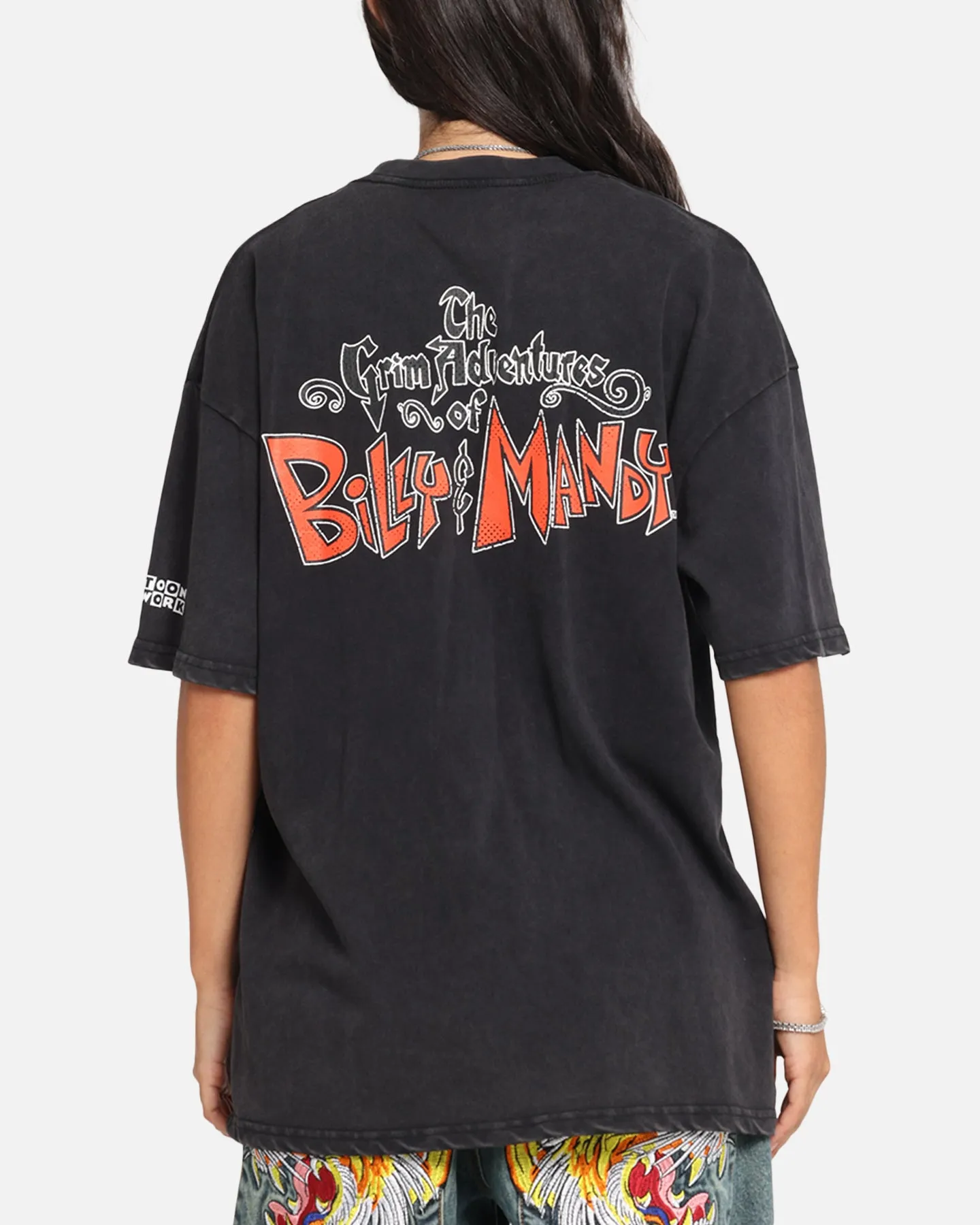 73 Studio X Cartoon Network Bill & Mandy Box Logo Vintage T-Shirt Black Acidwash