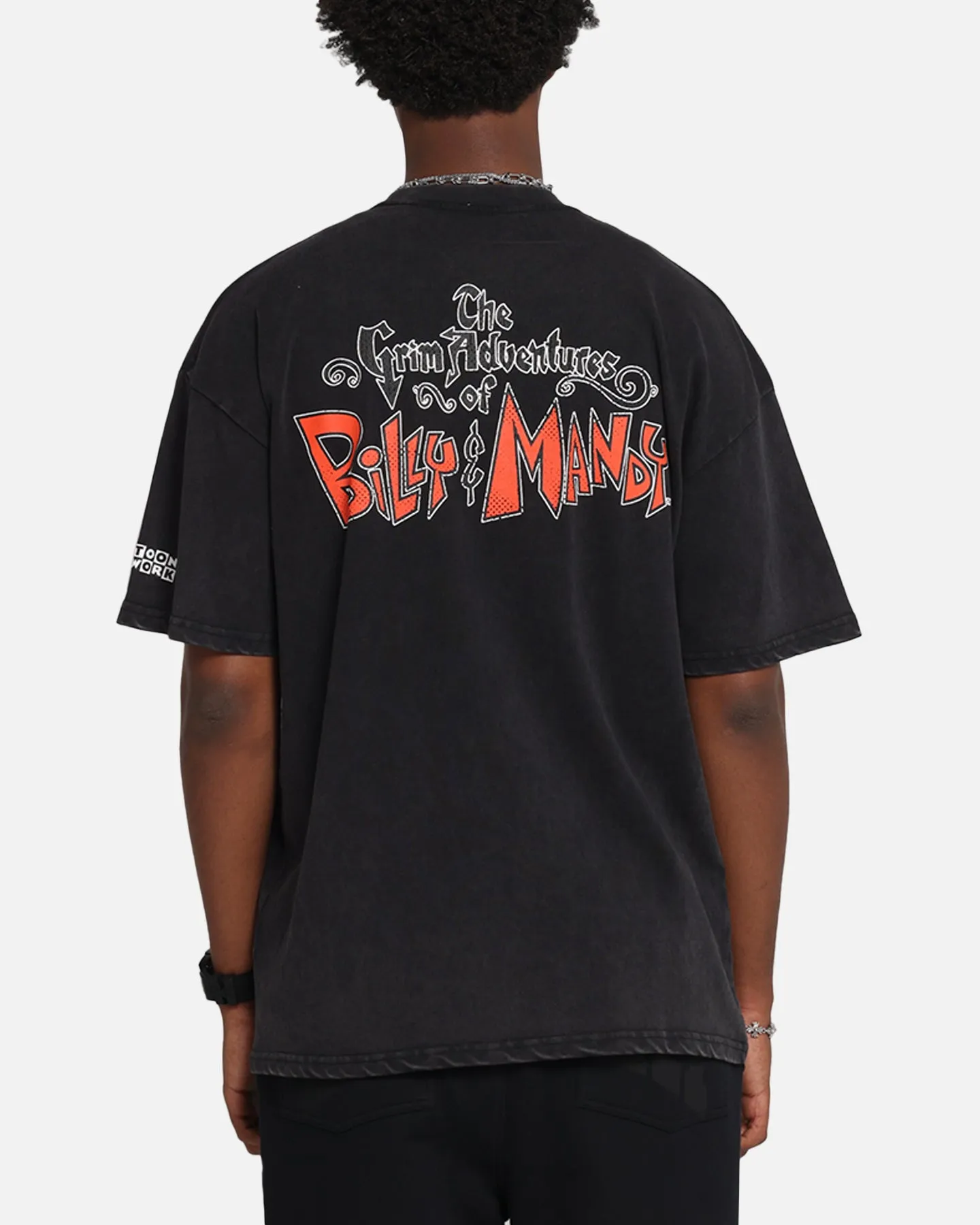 73 Studio X Cartoon Network Bill & Mandy Box Logo Vintage T-Shirt Black Acidwash
