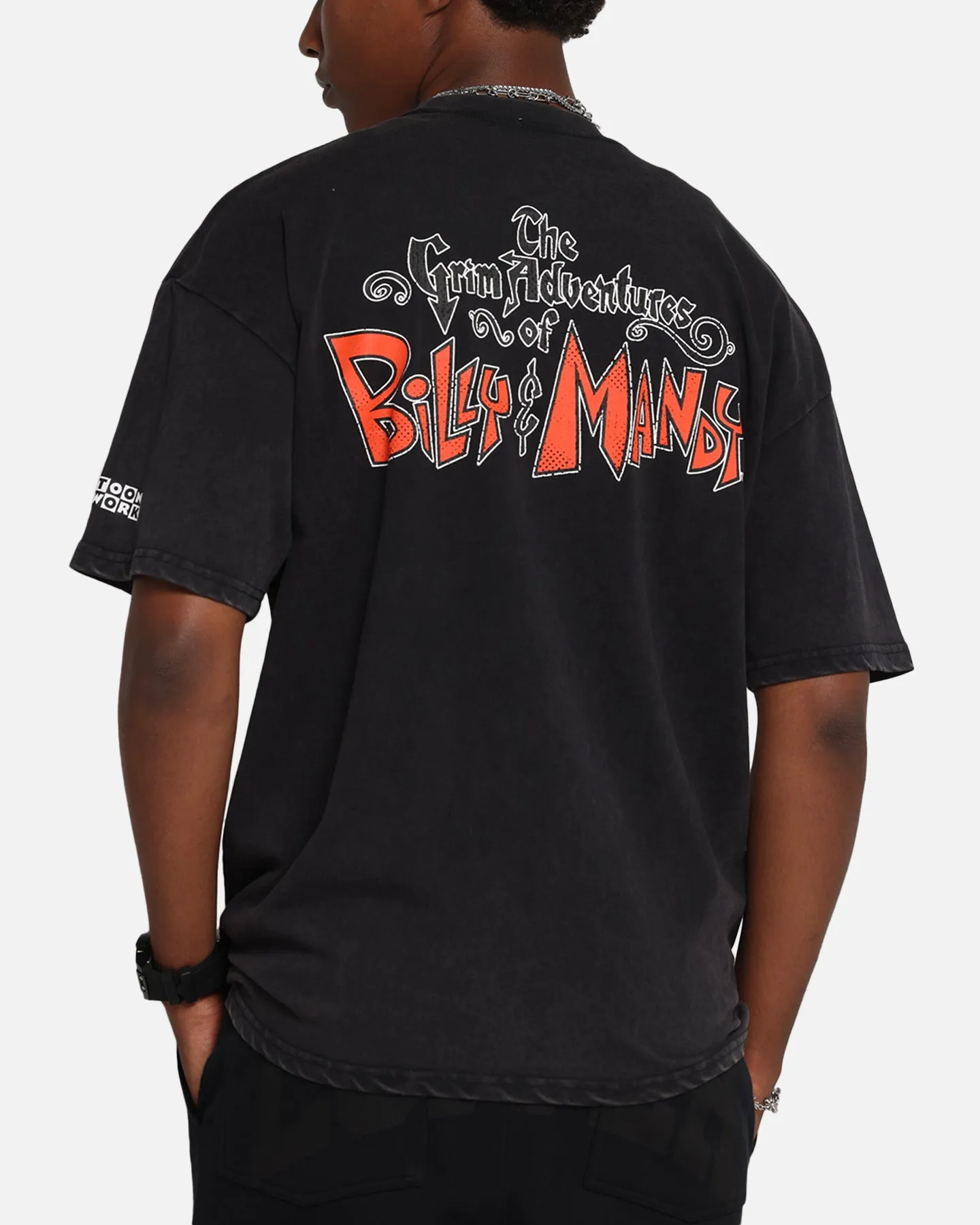 73 Studio X Cartoon Network Bill & Mandy Box Logo Vintage T-Shirt Black Acidwash