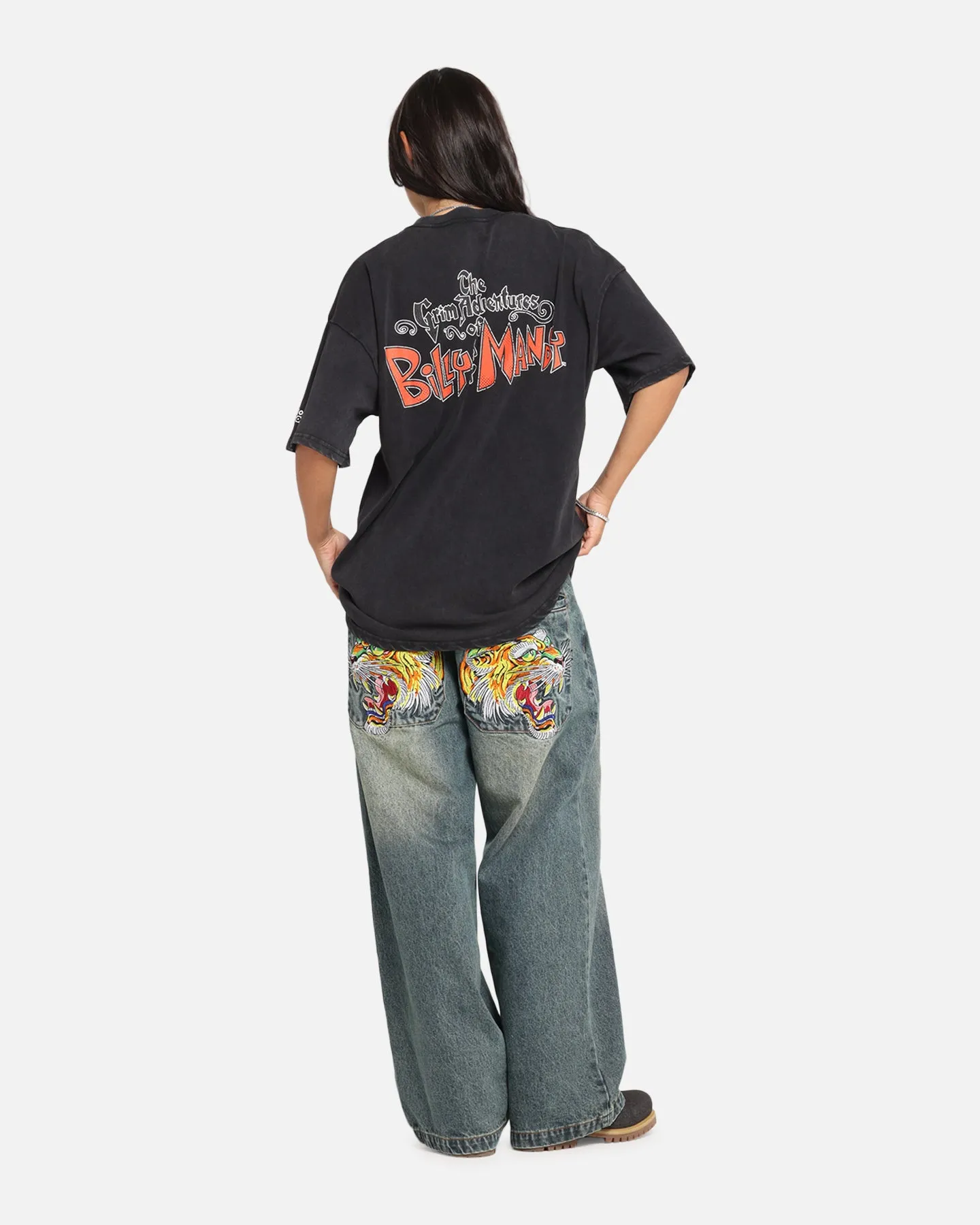 73 Studio X Cartoon Network Bill & Mandy Box Logo Vintage T-Shirt Black Acidwash
