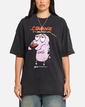 73 Studio X Cartoon Network Courage The Cowardly Dog Grail Vintage T-Shirt Black Acidwash