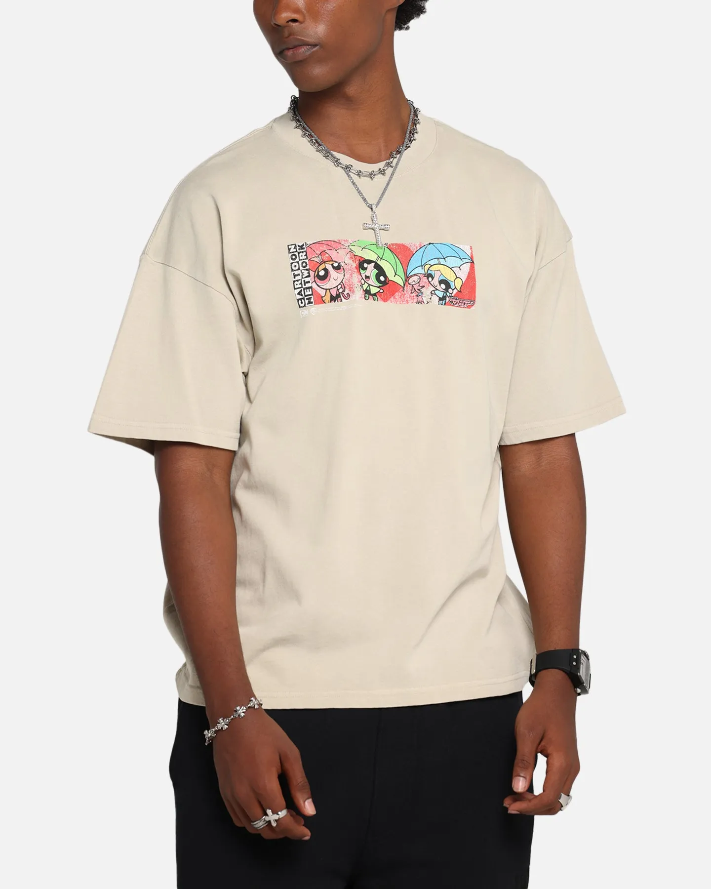 73 Studio X Cartoon Network The Powerpuff Girls Box Logo Vintage T-Shirt Stone