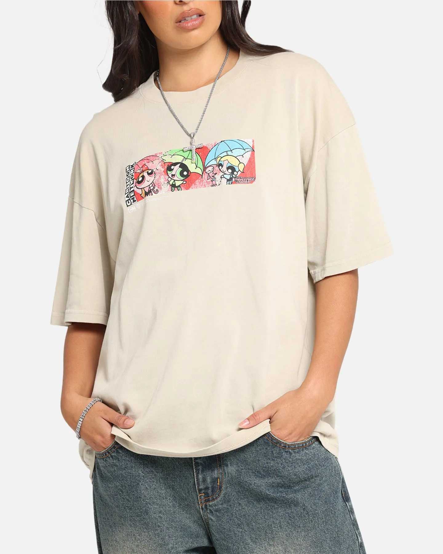 73 Studio X Cartoon Network The Powerpuff Girls Box Logo Vintage T-Shirt Stone