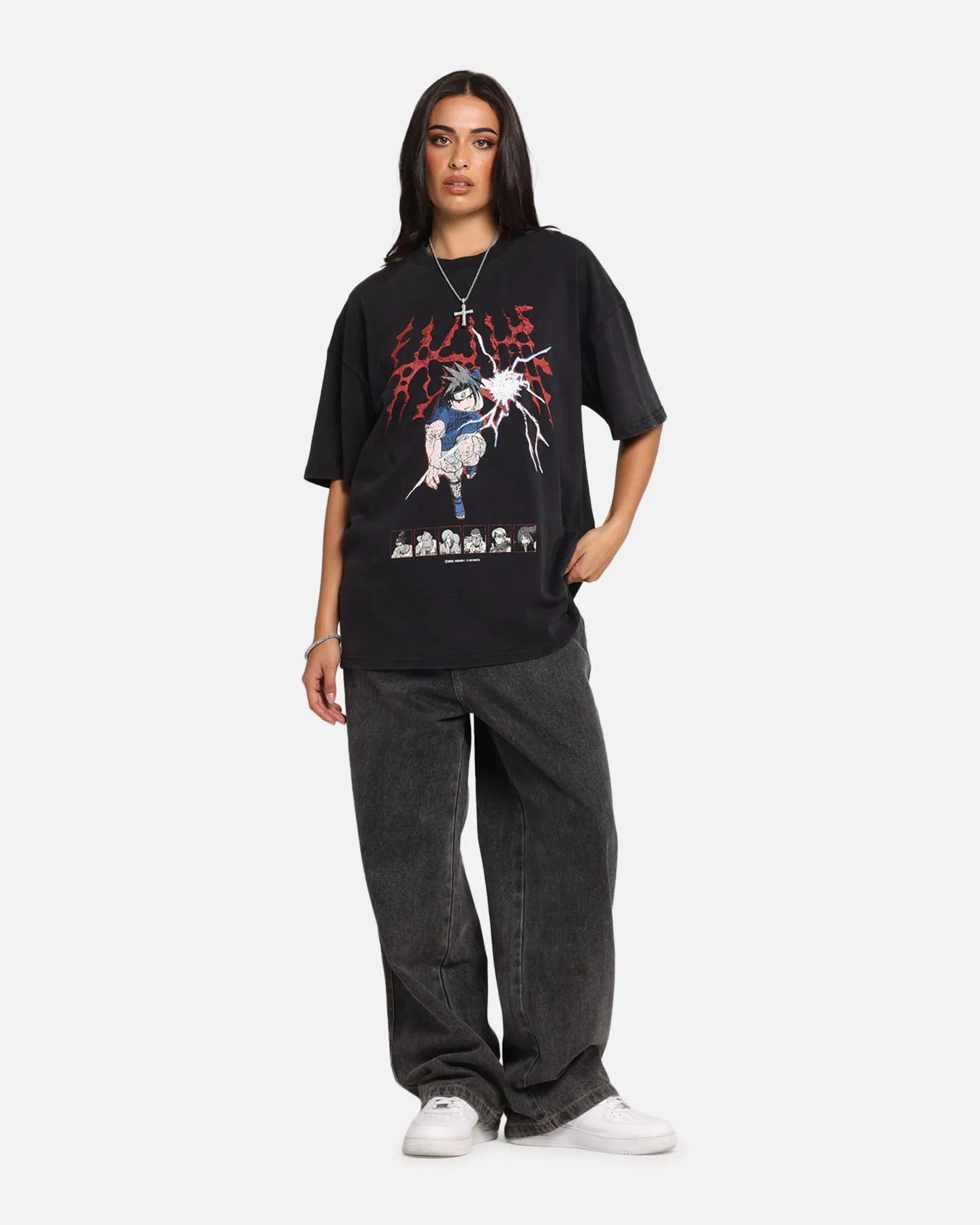 73 Studio X Naruto Sasuke Abandon Vintage T-Shirt Black Acidwash
