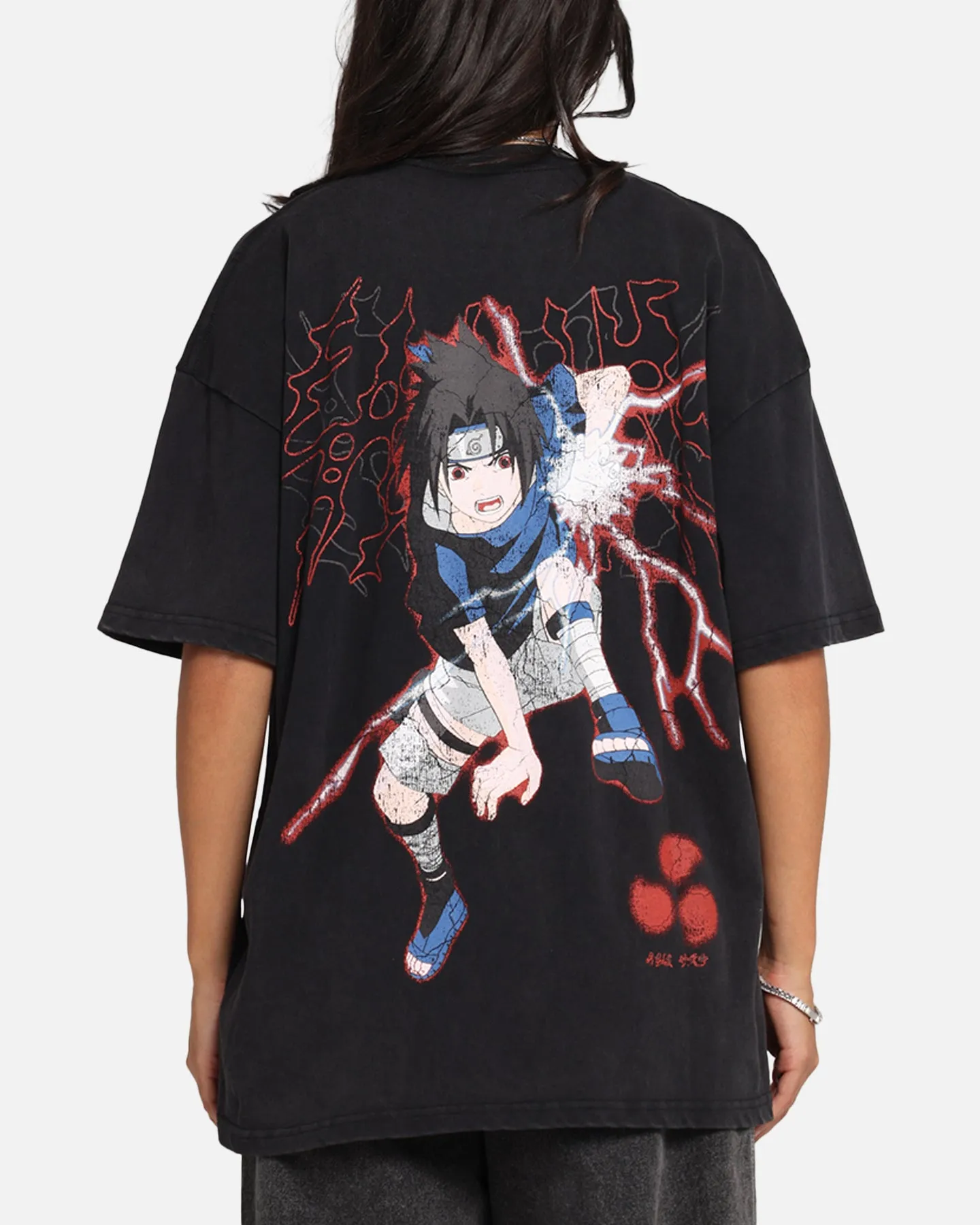 73 Studio X Naruto Sasuke Abandon Vintage T-Shirt Black Acidwash
