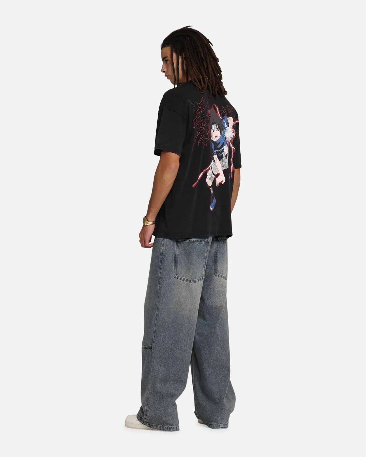 73 Studio X Naruto Sasuke Abandon Vintage T-Shirt Black Acidwash