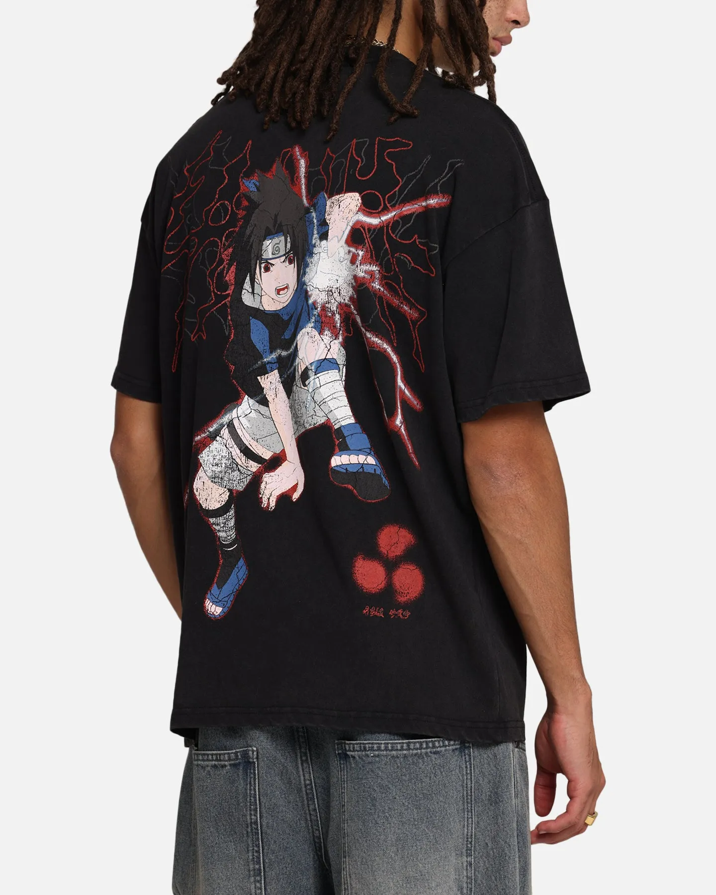 73 Studio X Naruto Sasuke Abandon Vintage T-Shirt Black Acidwash