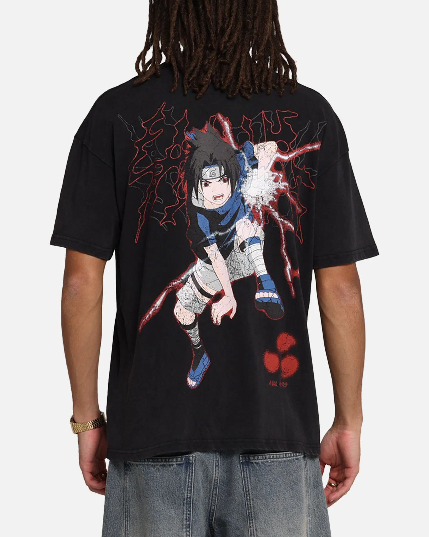 73 Studio X Naruto Sasuke Abandon Vintage T-Shirt Black Acidwash