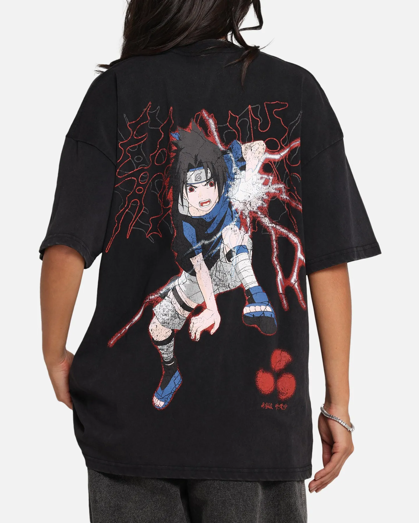 73 Studio X Naruto Sasuke Abandon Vintage T-Shirt Black Acidwash