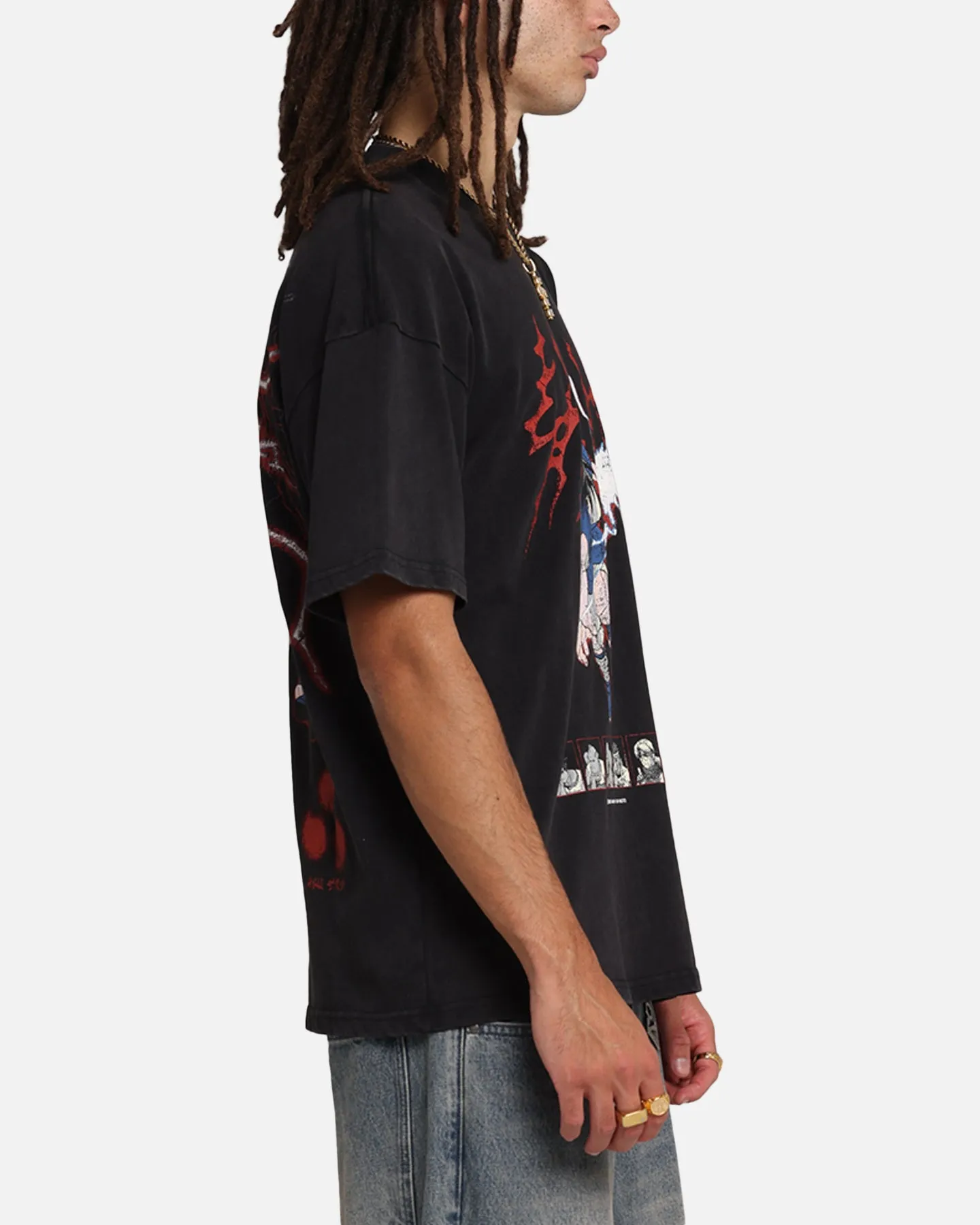73 Studio X Naruto Sasuke Abandon Vintage T-Shirt Black Acidwash