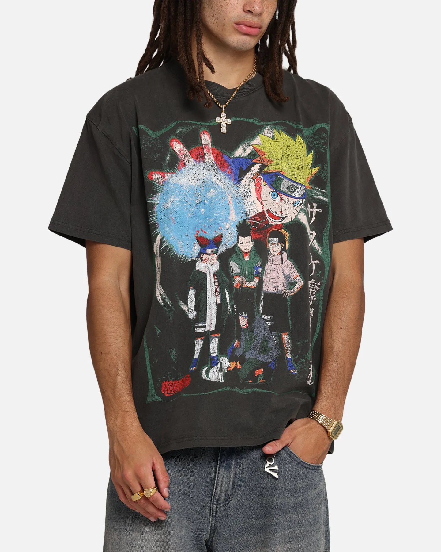 73 Studio X Naruto Sasuke Retrieval Heavy T-Shirt Black Wash