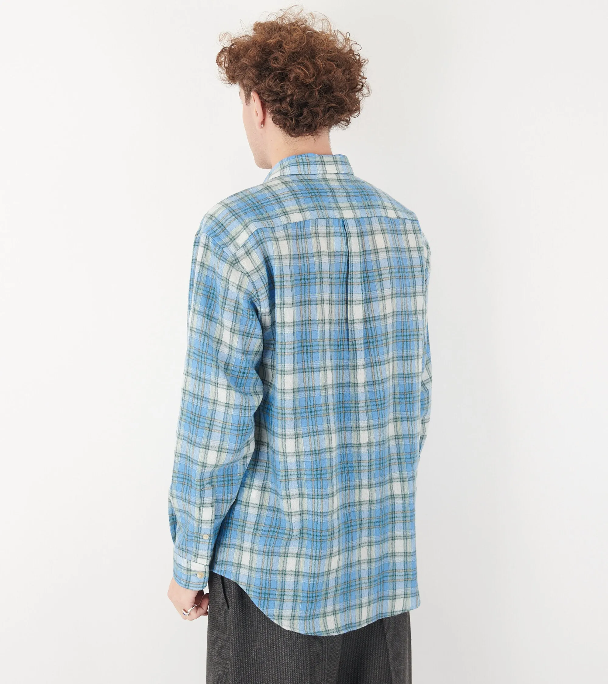 Airy Wool Check Shirt Blue Check