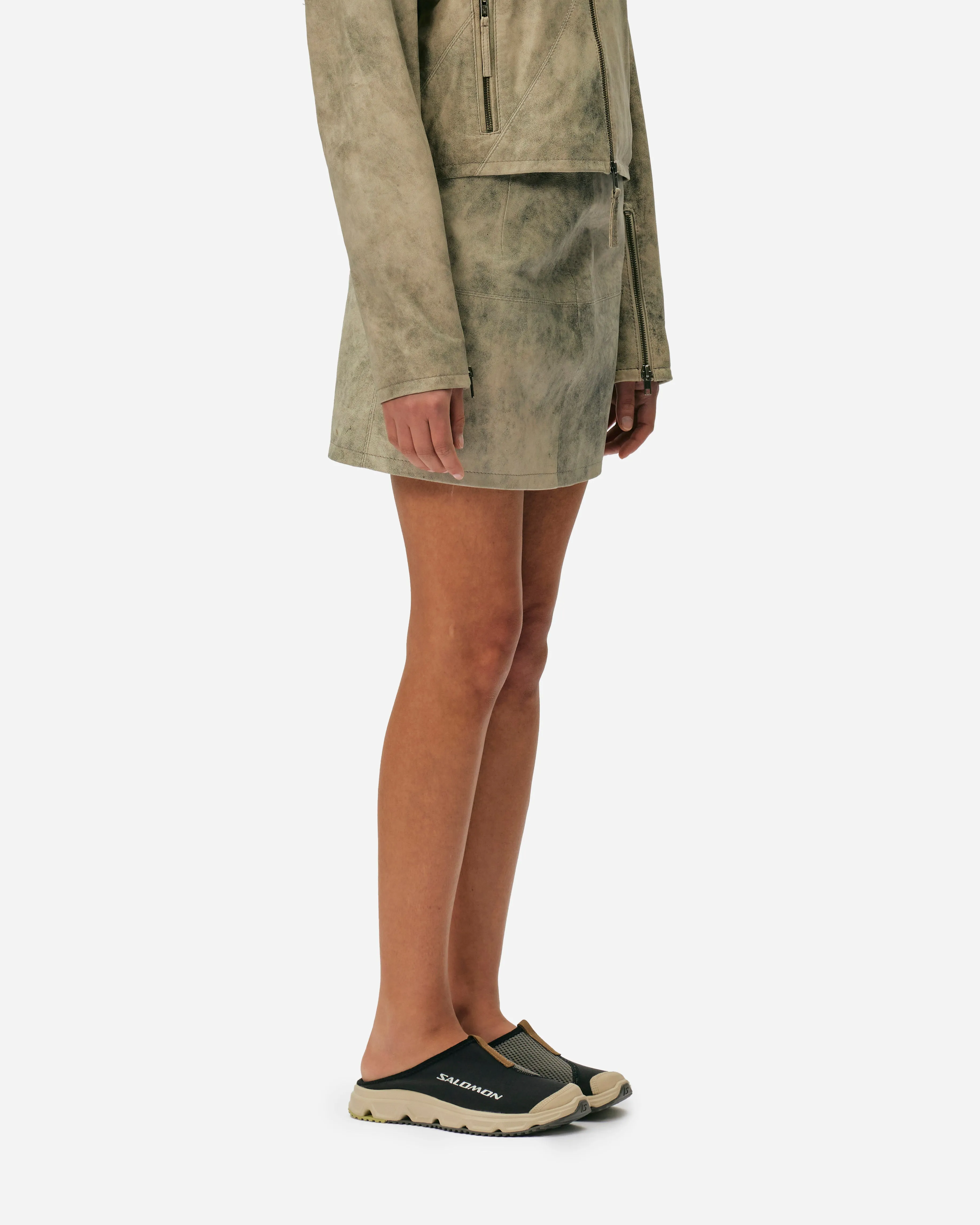 Beat Leather Skirt