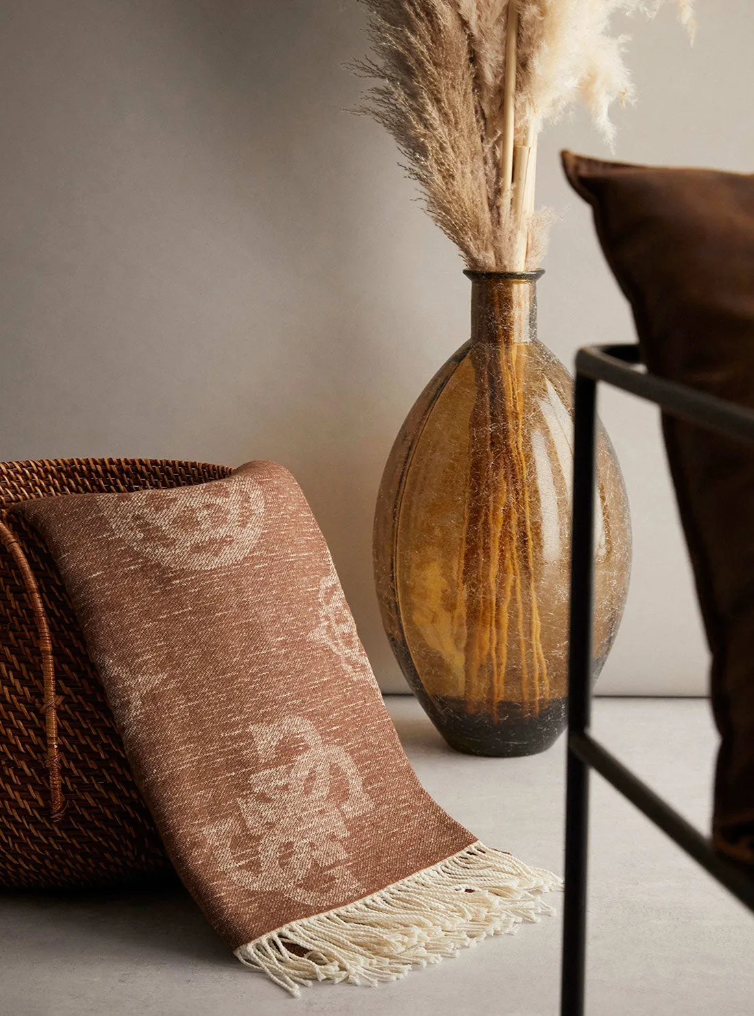 Brown Logo Peony Blanket