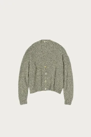 Cotton Cashmere Cord Knit Cardigan - Lime/Navy