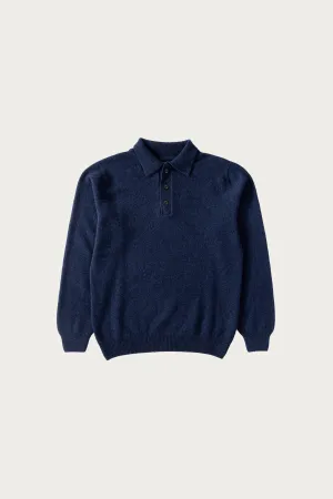 Dance of the Polo Knit - Navy Mix Superfine Lambswool