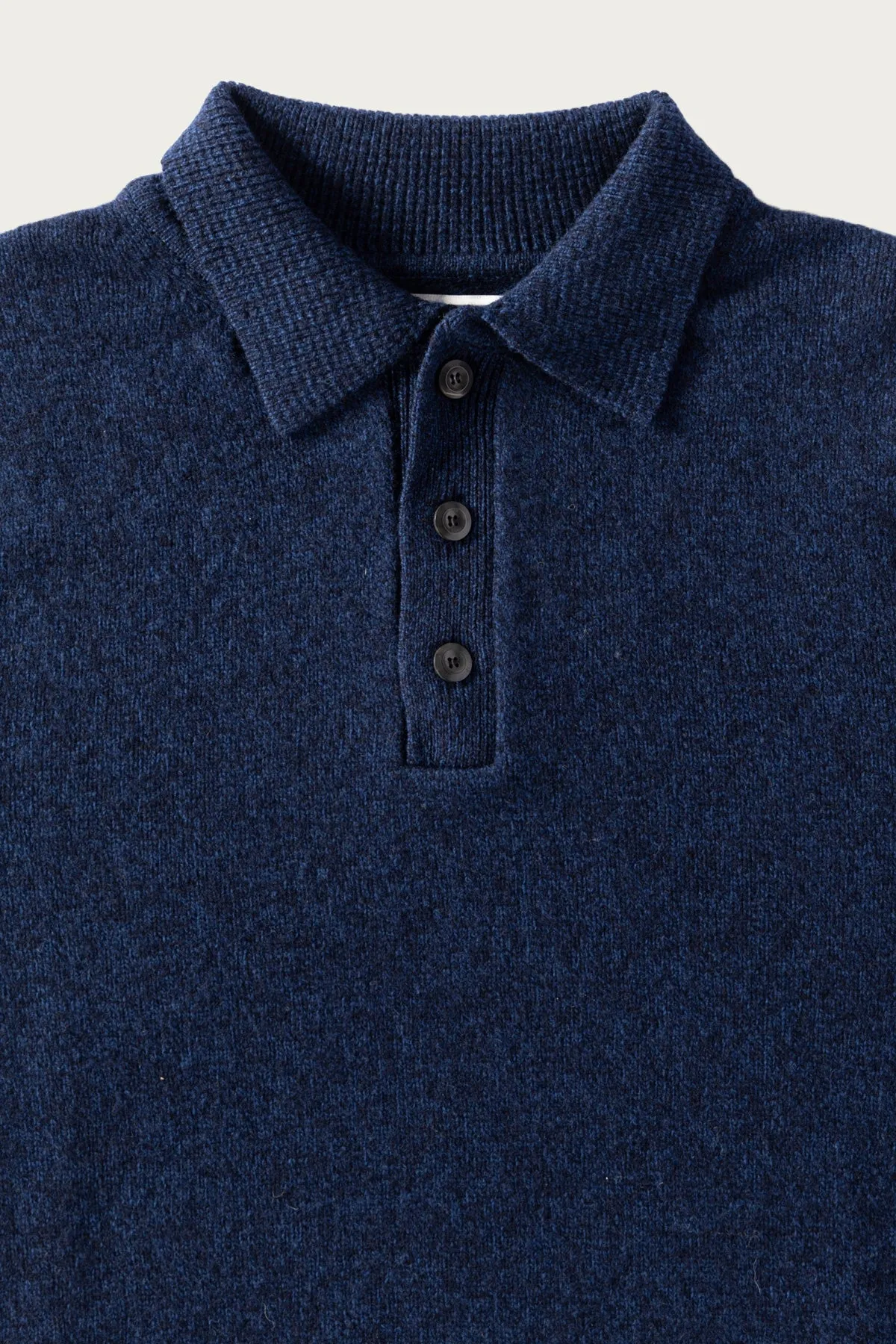 Dance of the Polo Knit - Navy Mix Superfine Lambswool