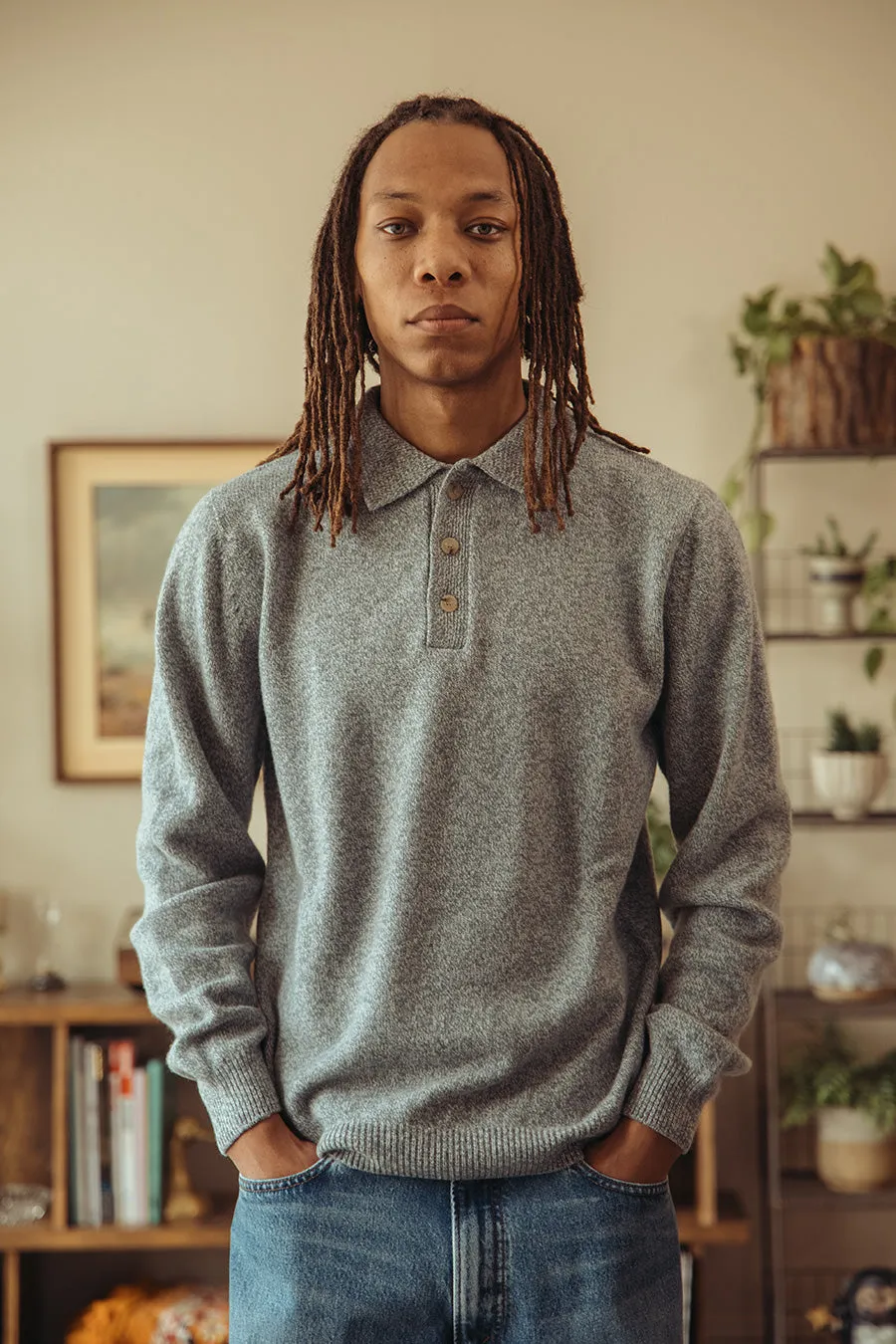 Dance of the Polo Knit - Sky Mix Superfine Lambswool