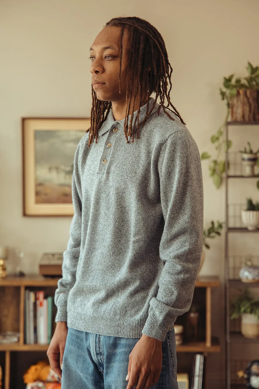 Dance of the Polo Knit - Sky Mix Superfine Lambswool