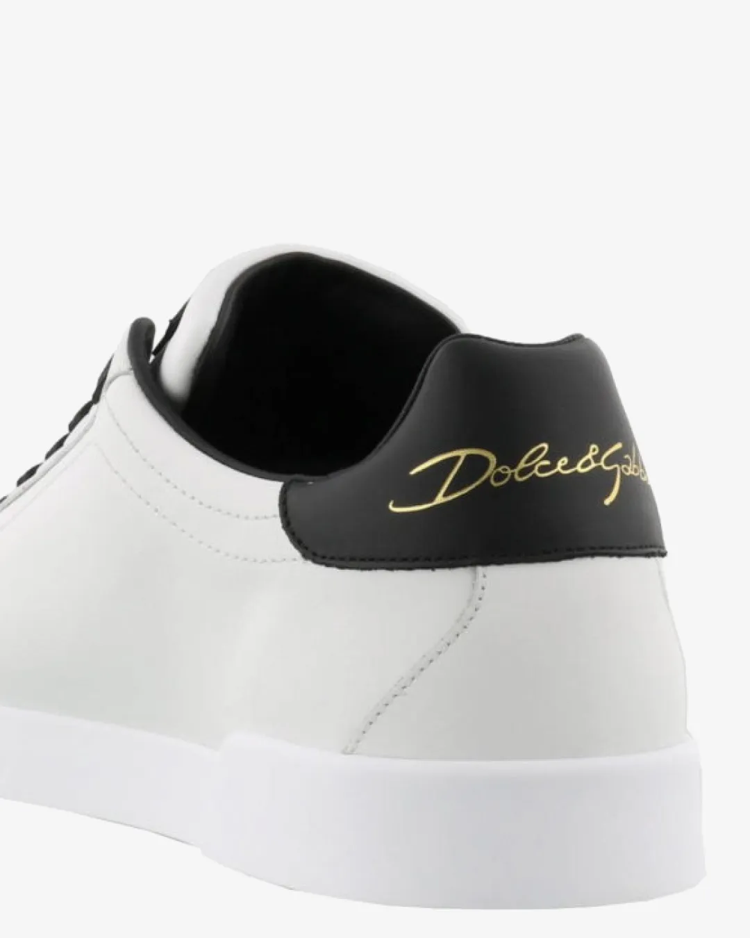 Dolce & Gabbana Crown Print Portofino Low Top Sneakers - White/Black