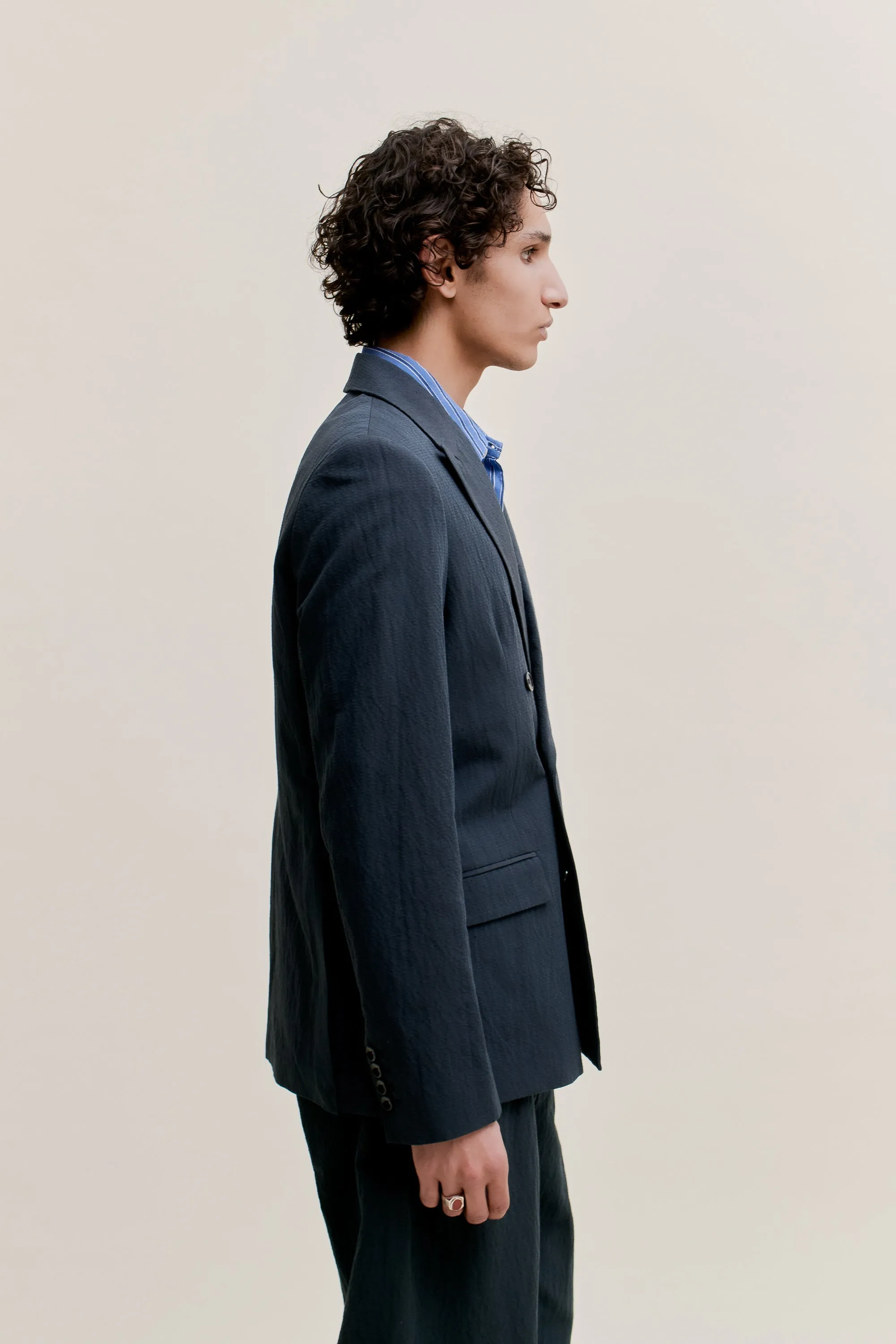 DOUBLE-BREASTED PEAK BLAZER