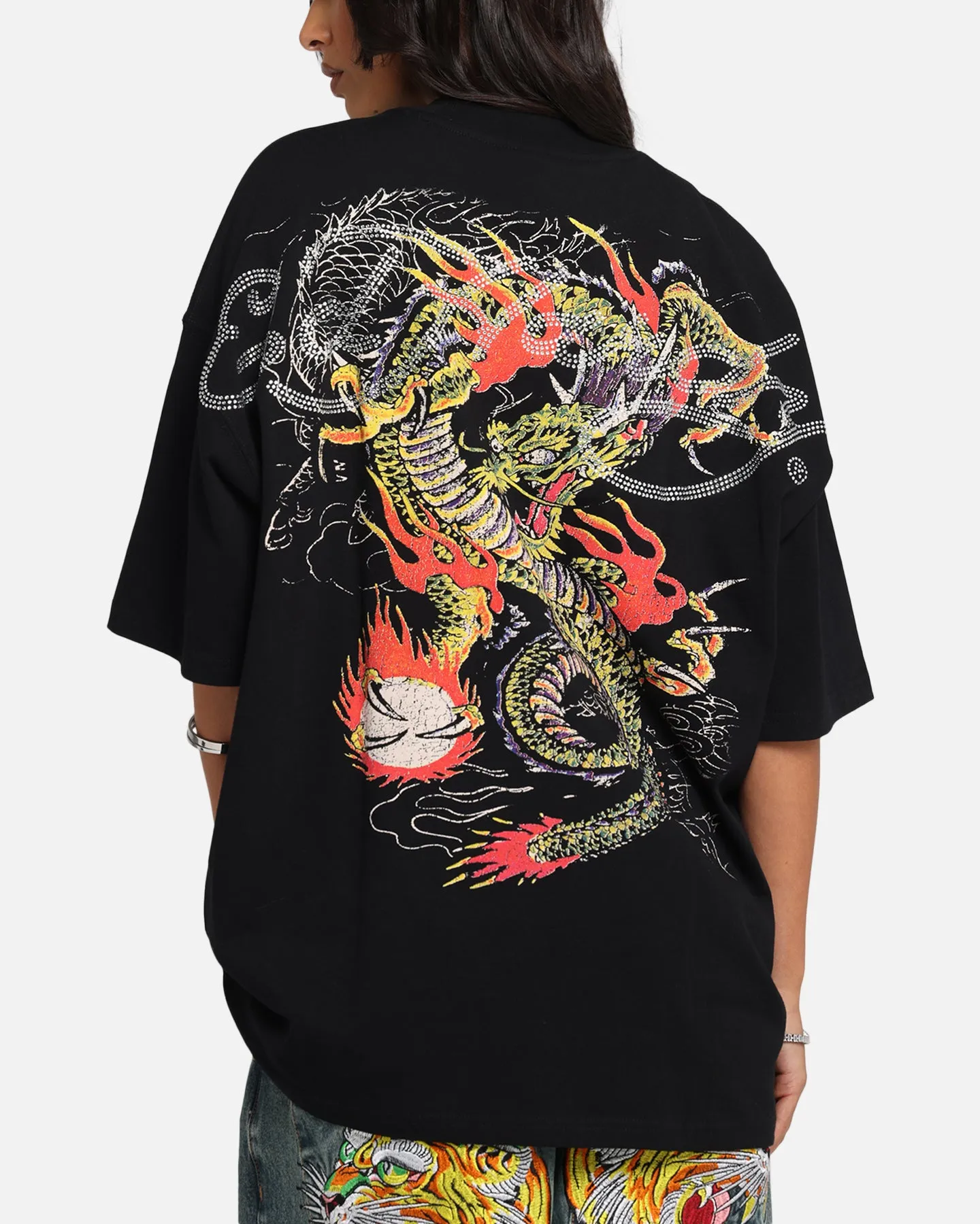 Ed Hardy Rhinestone Dragon Vintage T-Shirt Vintage Wash