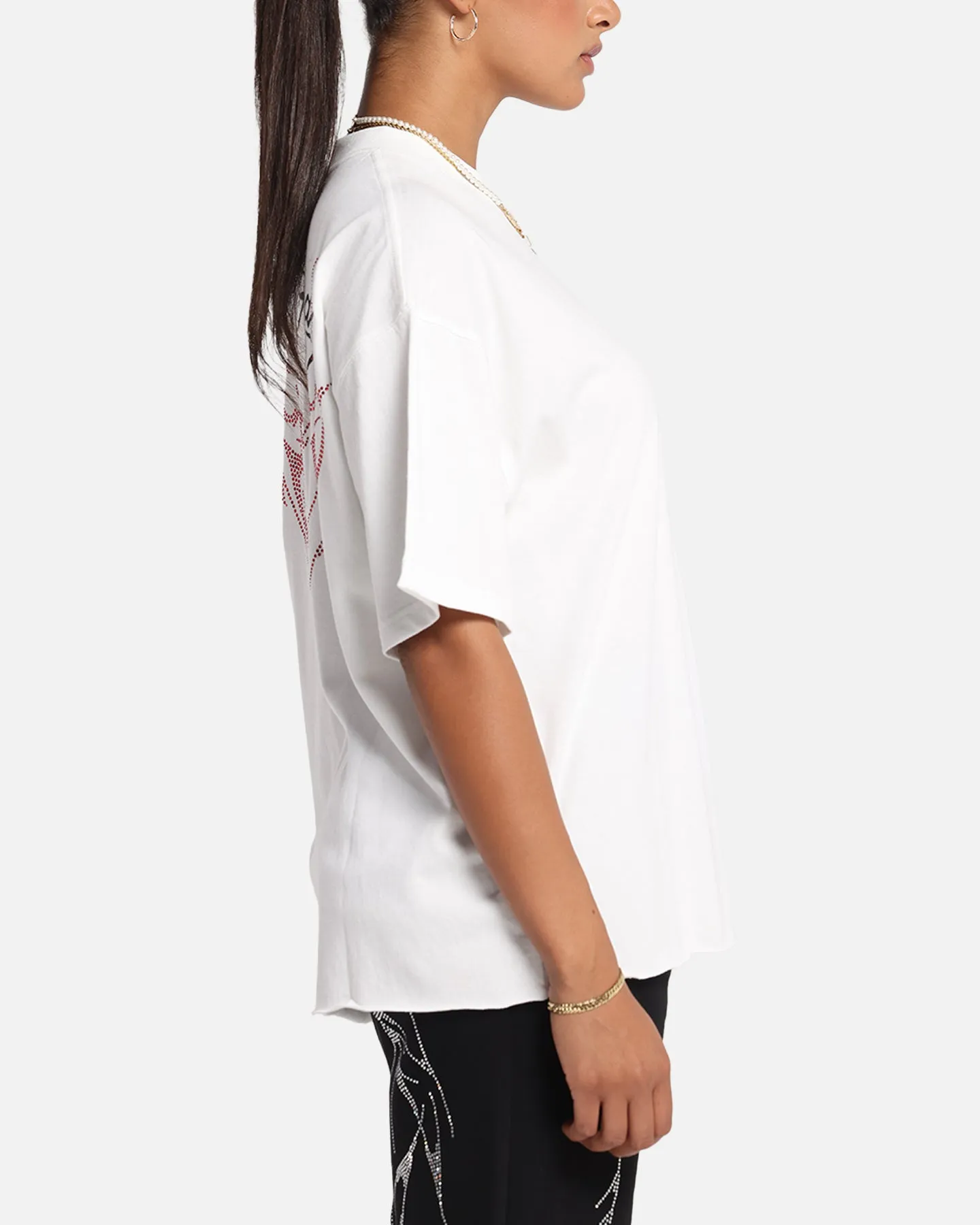 Ed Hardy Techno Rhinestone T-Shirt Off White