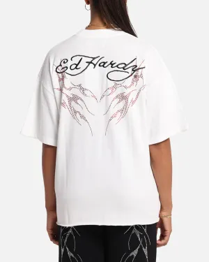 Ed Hardy Techno Rhinestone T-Shirt Off White