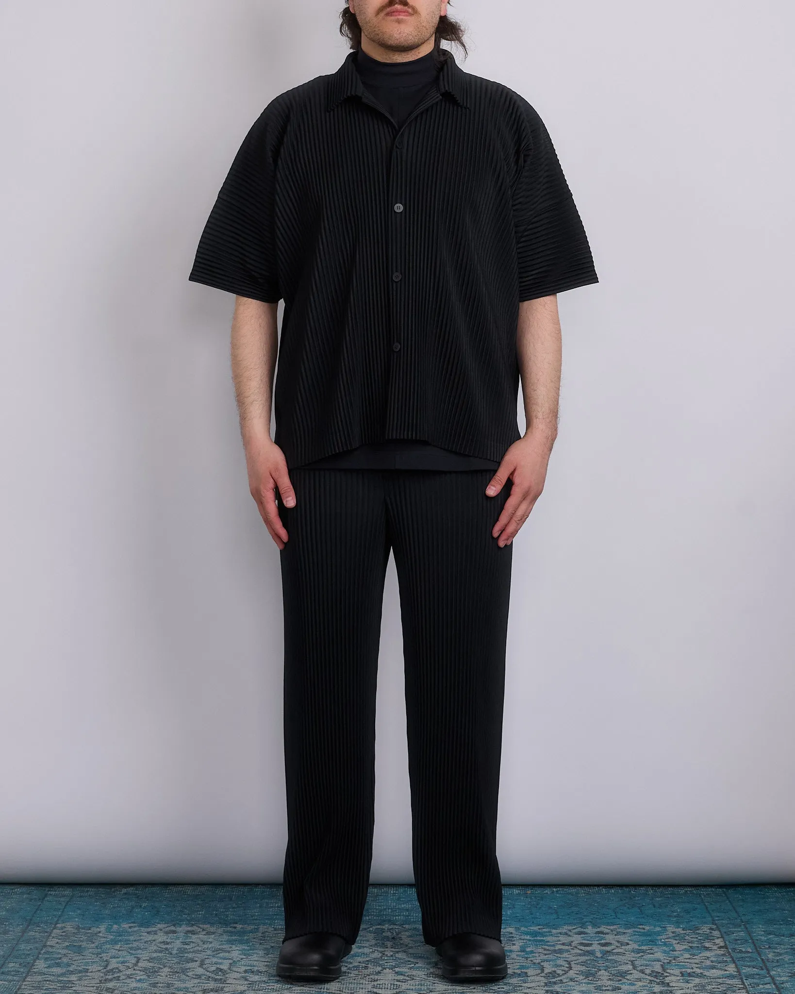 HOMME PLISS ISSEY MIYAKE Pleats April Short Sleeve Button Shirt Black
