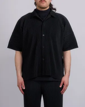 HOMME PLISS ISSEY MIYAKE Pleats April Short Sleeve Button Shirt Black