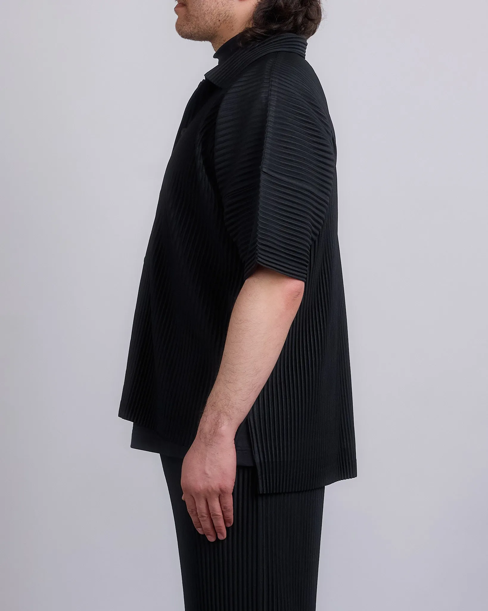 HOMME PLISS ISSEY MIYAKE Pleats April Short Sleeve Button Shirt Black