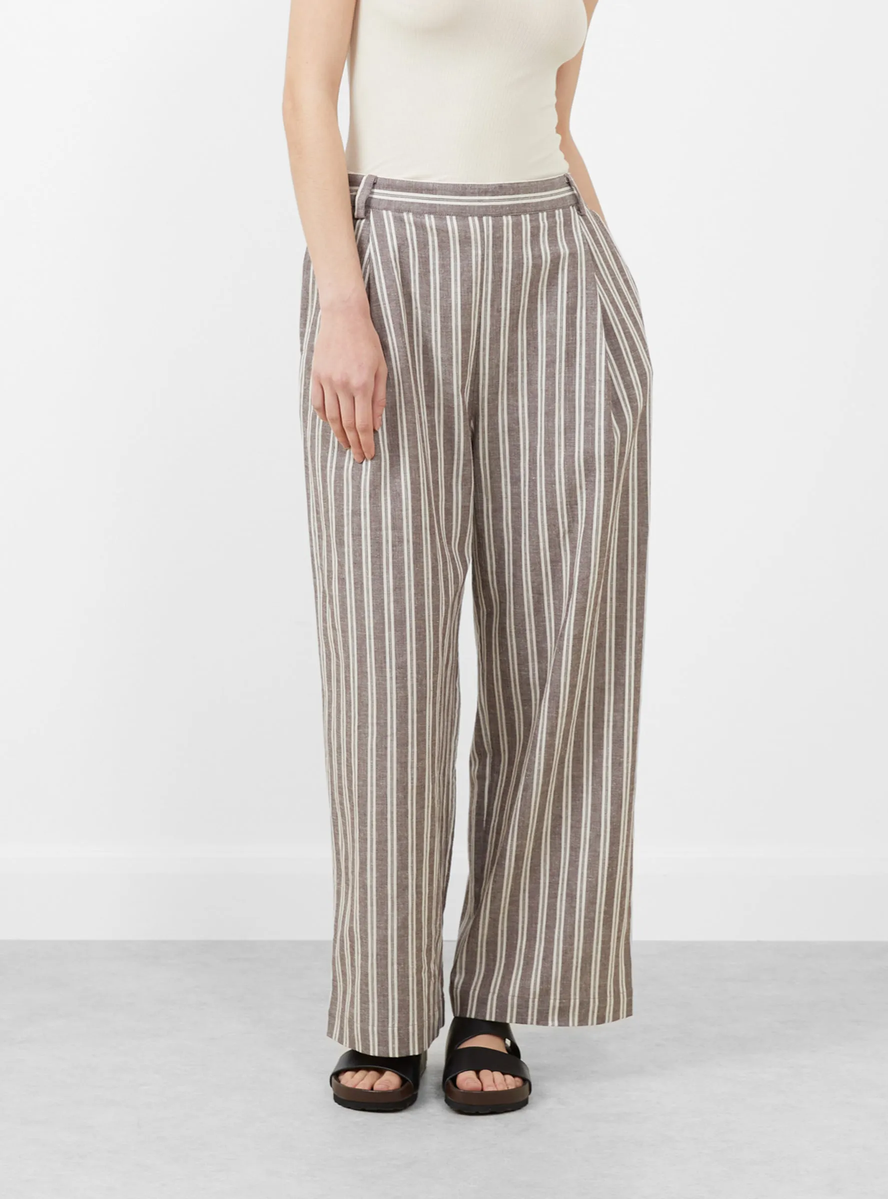 Japanese Georgia Trouser Bark and Ecru