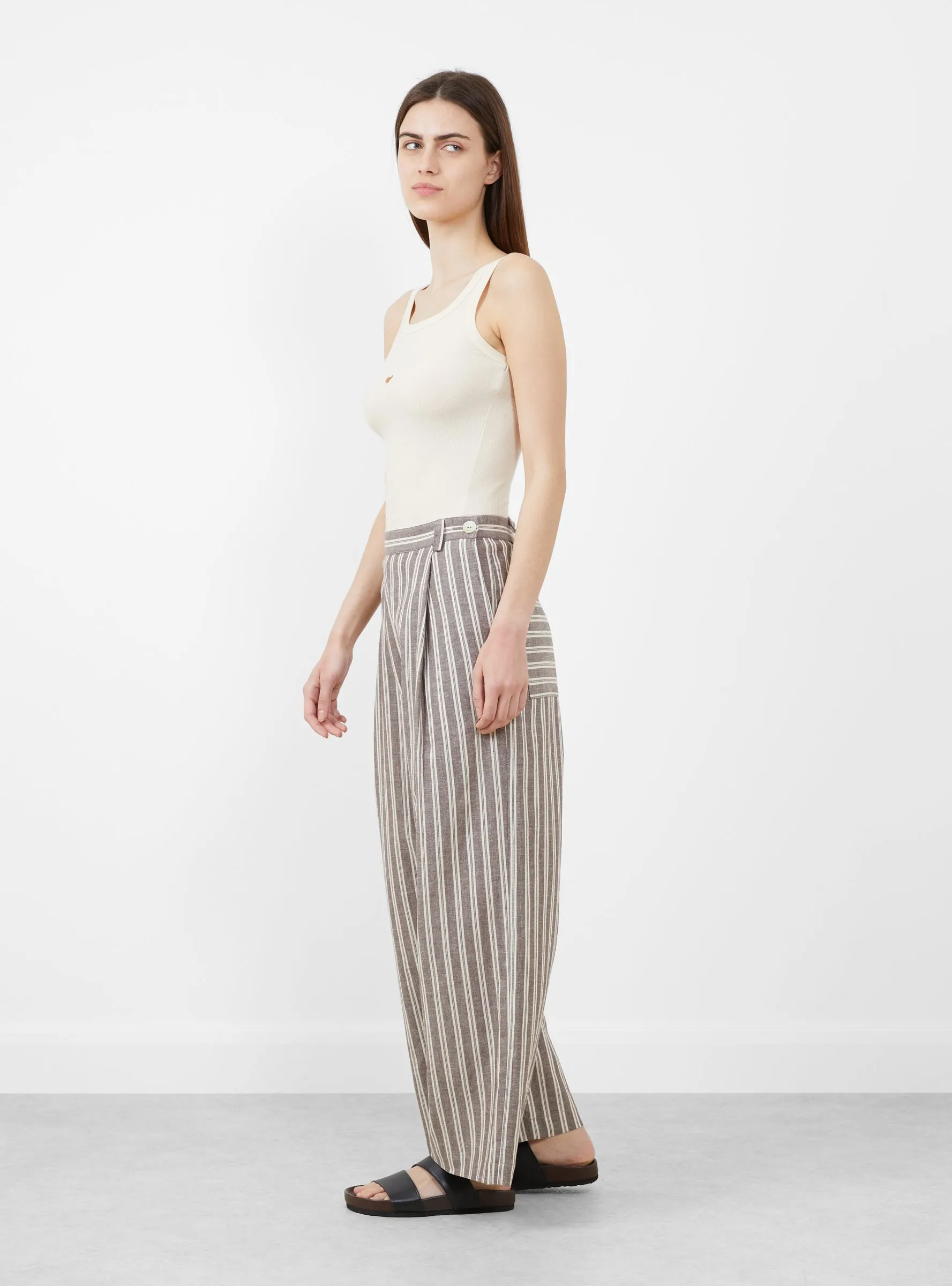 Japanese Georgia Trouser Bark and Ecru