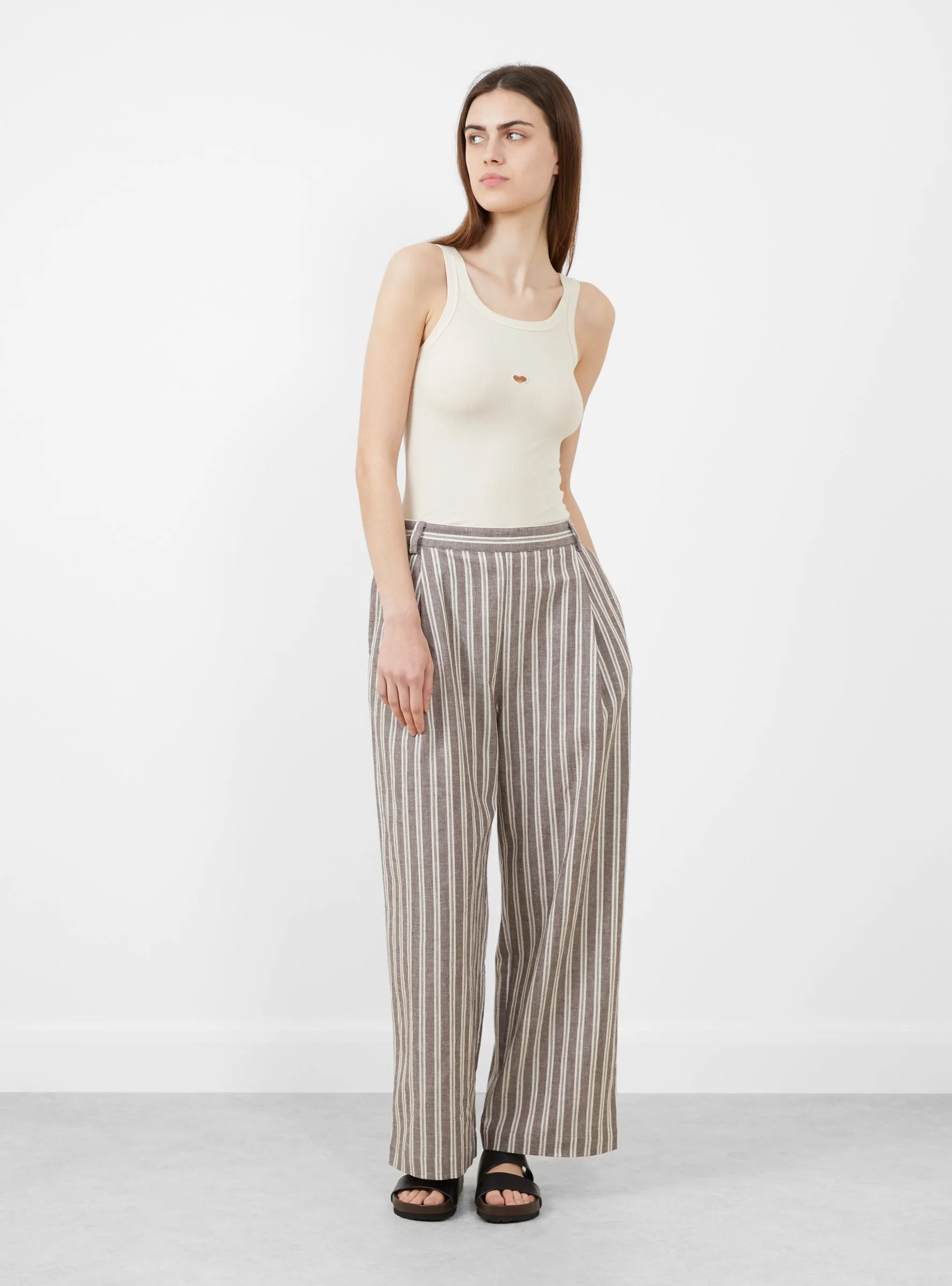 Japanese Georgia Trouser Bark and Ecru