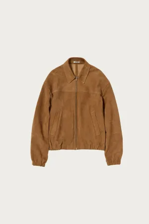 Lamb Suede Zip Blouson - Camel