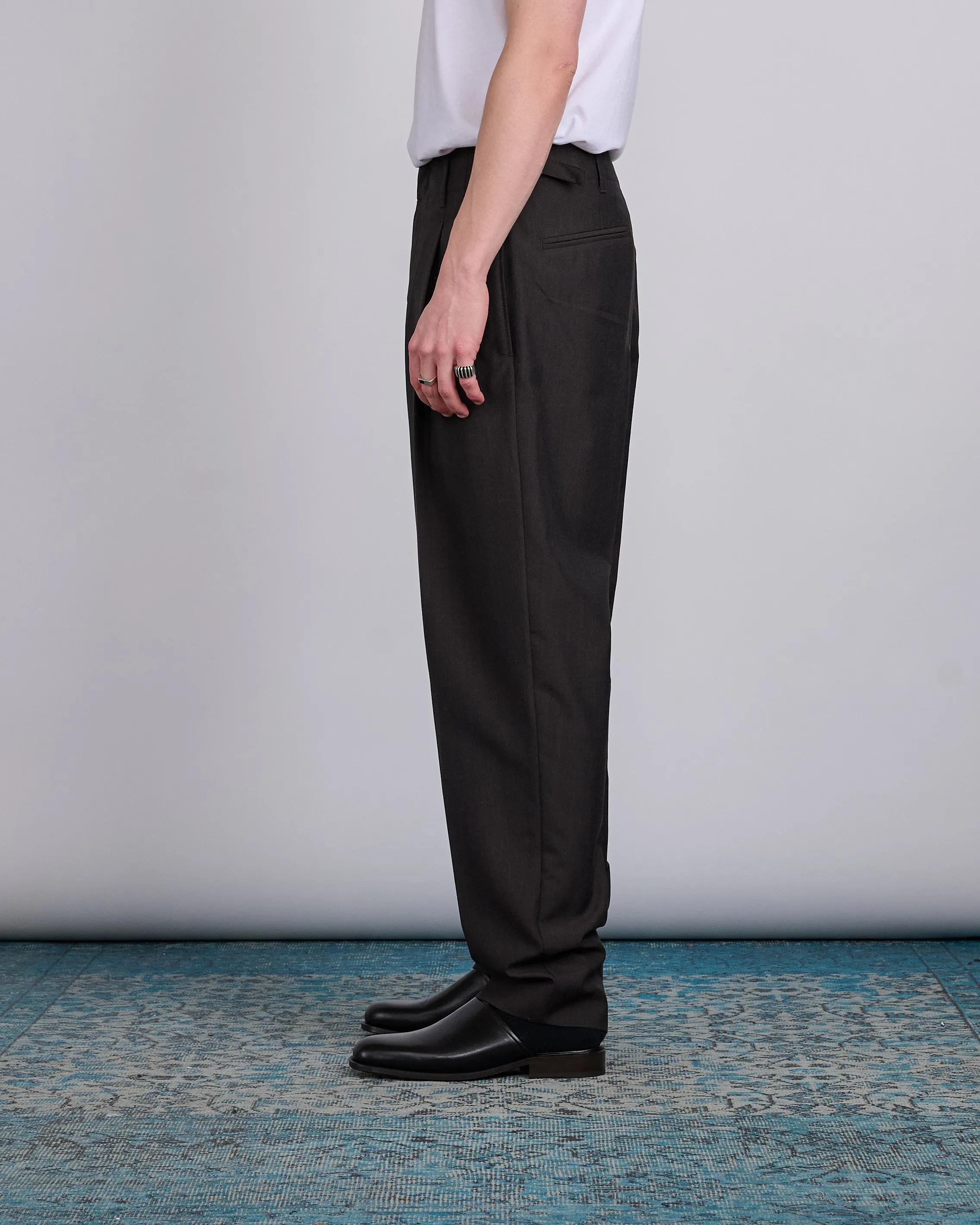 LEMAIRE Pleated Trouser Dark Espresso Melange