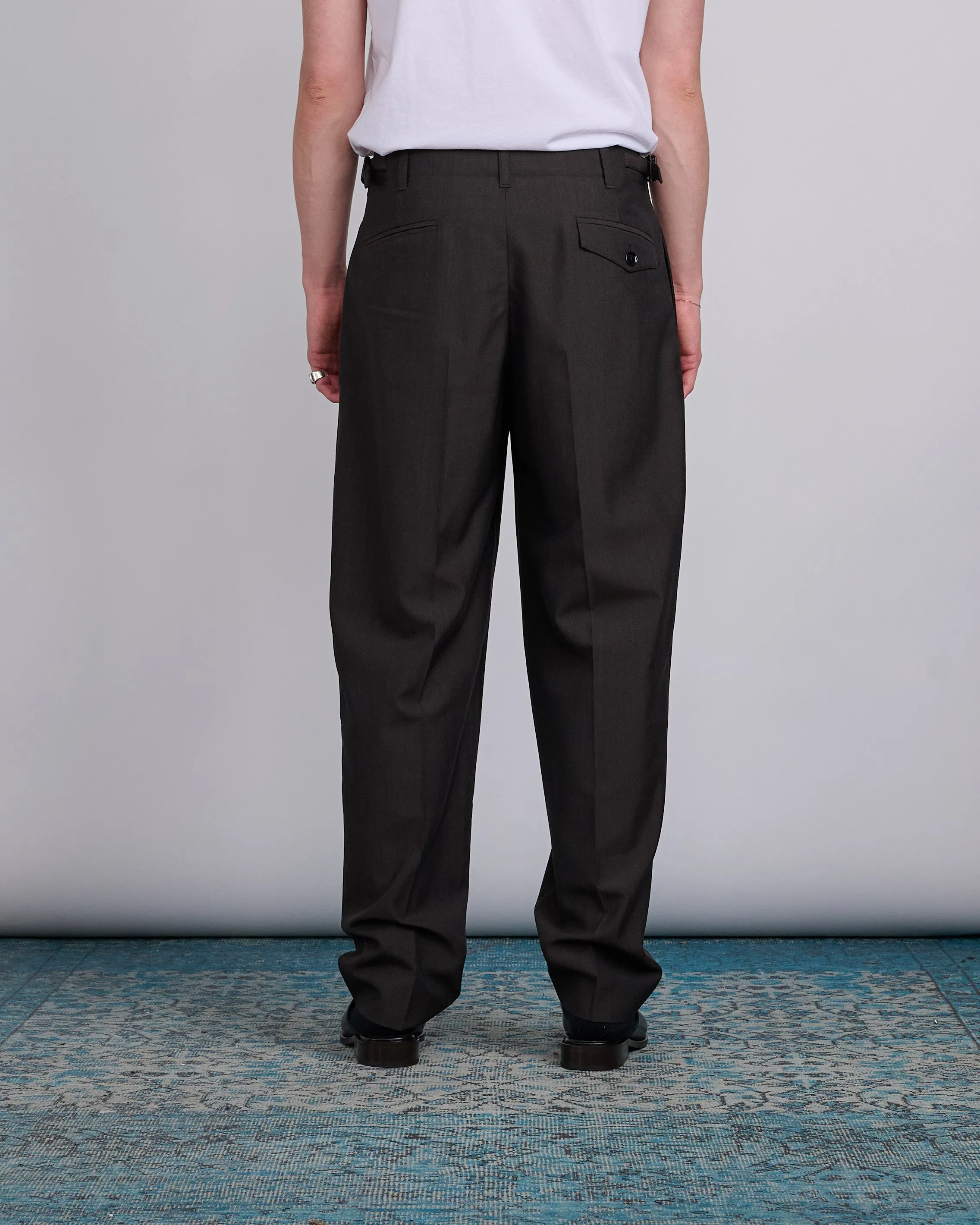 LEMAIRE Pleated Trouser Dark Espresso Melange