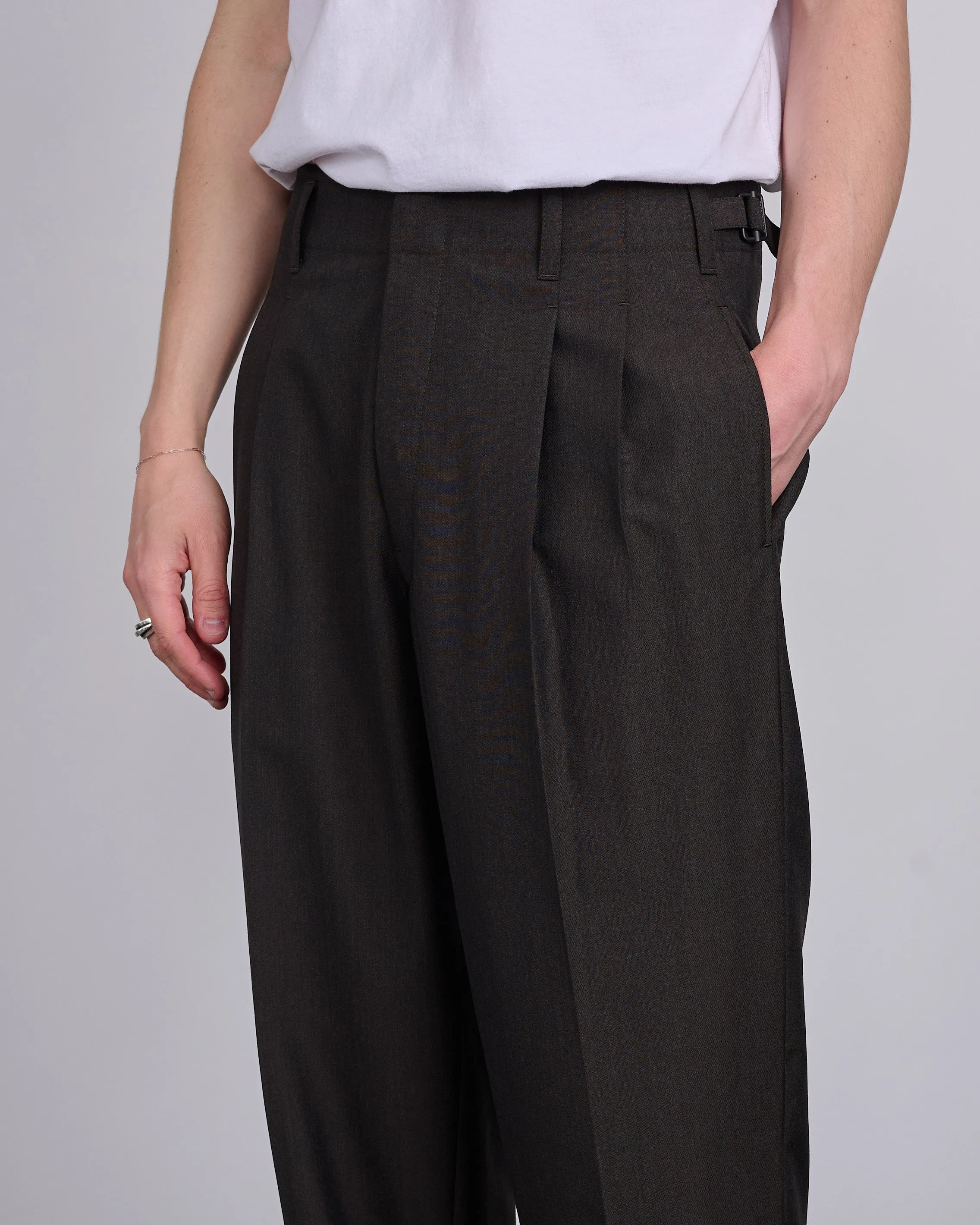 LEMAIRE Pleated Trouser Dark Espresso Melange