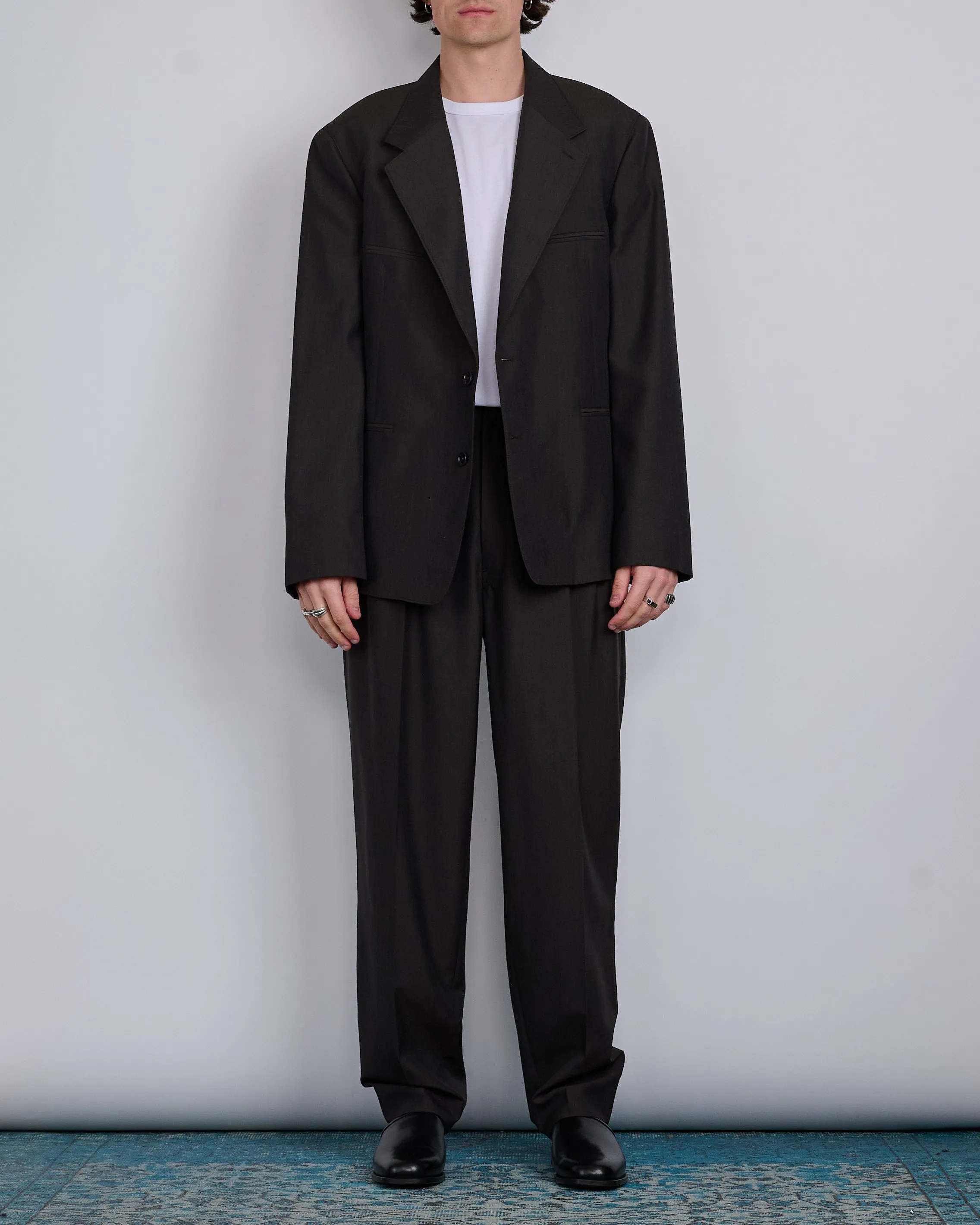 LEMAIRE Pleated Trouser Dark Espresso Melange