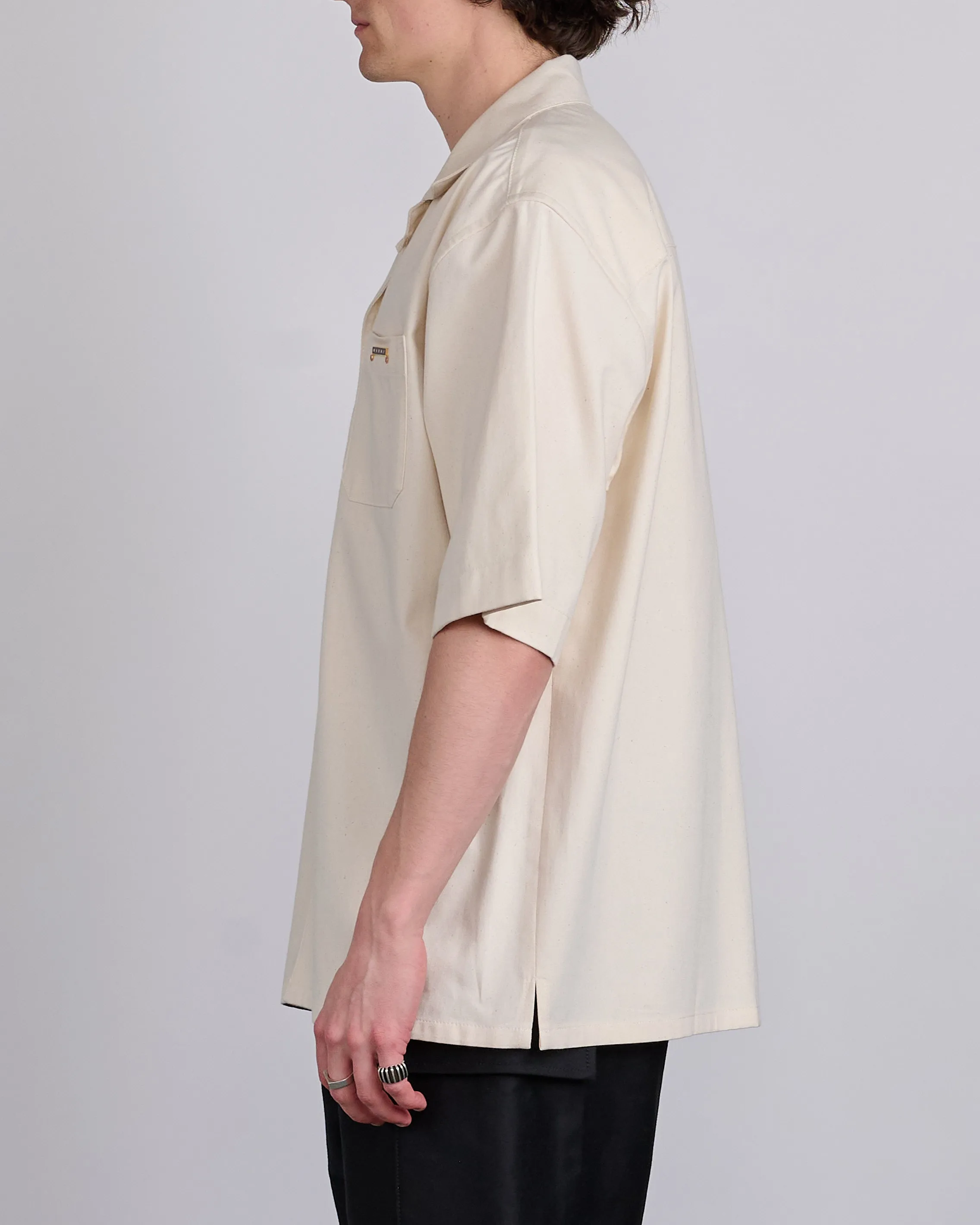 Marni Light Denim Bowling Button Shirt Bone