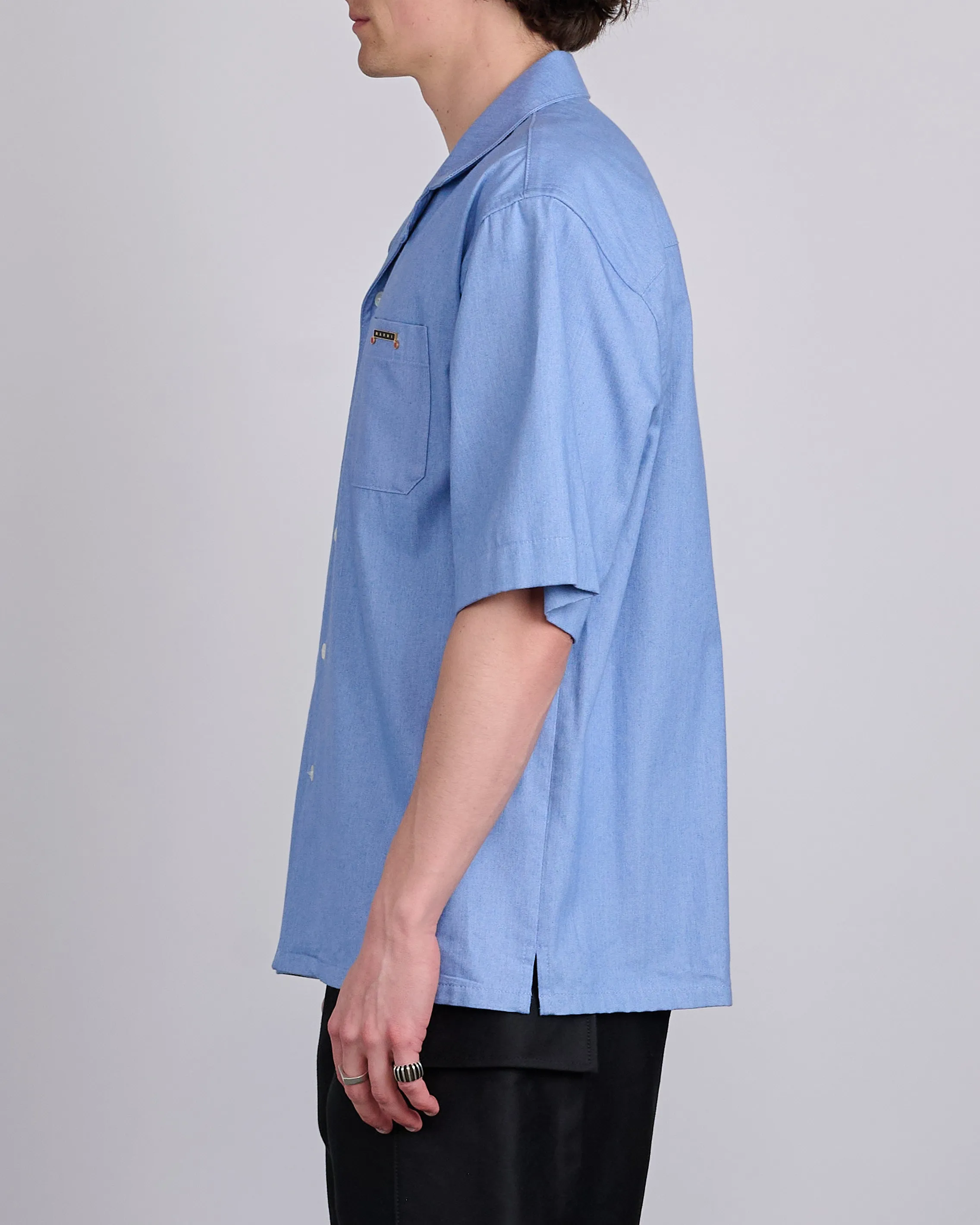 Marni Light Denim Bowling Button Shirt Light Blue