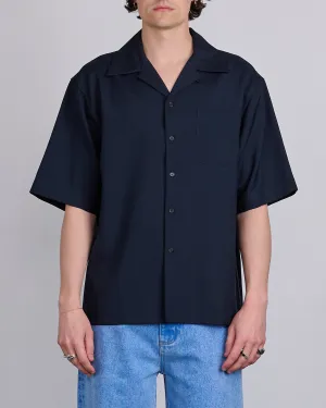 Marni Tropical Wool Bowling Button Shirt Blublack