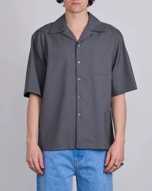 Marni Tropical Wool Bowling Button Shirt Graphite