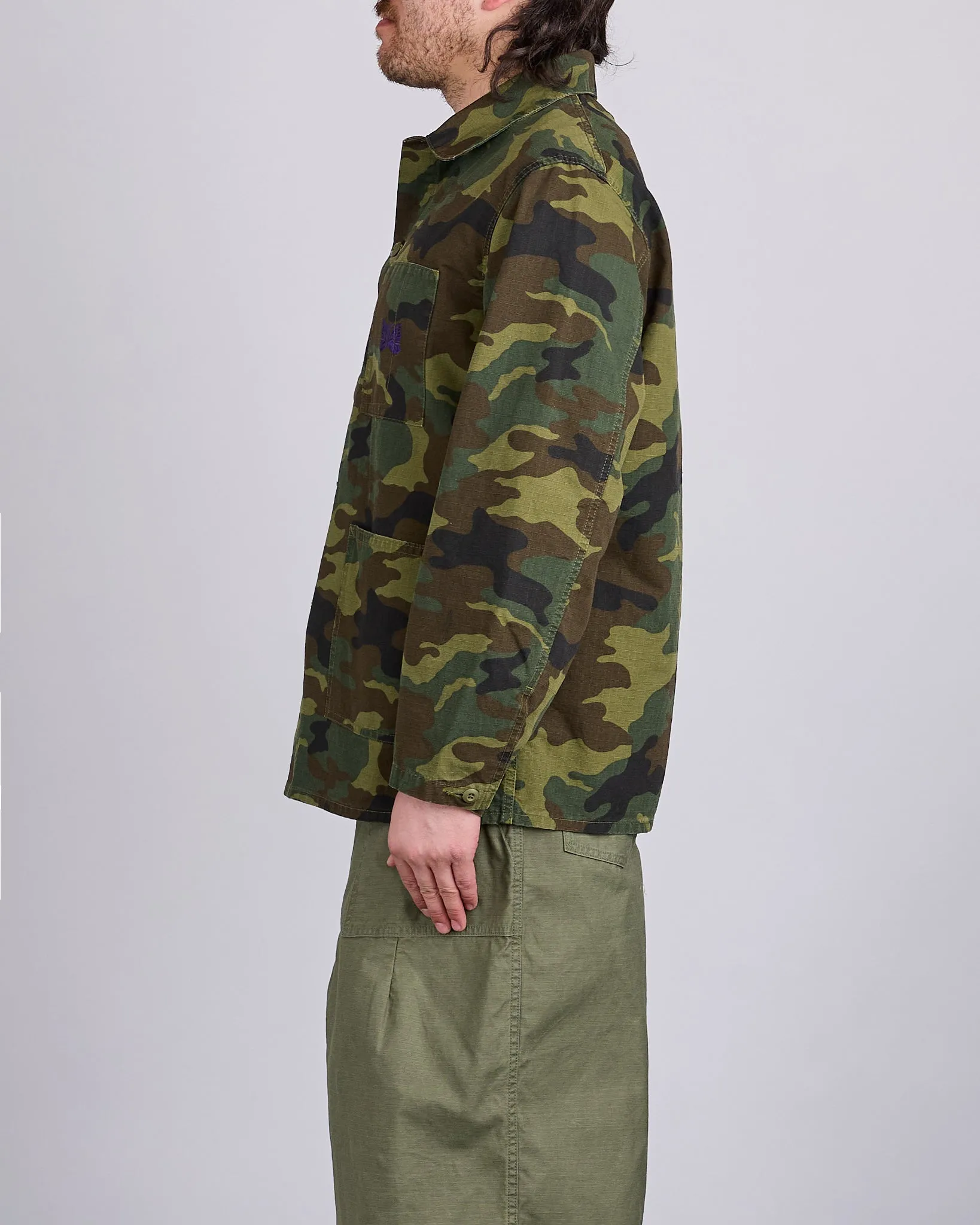 Needles D.N. Coverall Jacket Cotton Ripstop Woodland Camo
