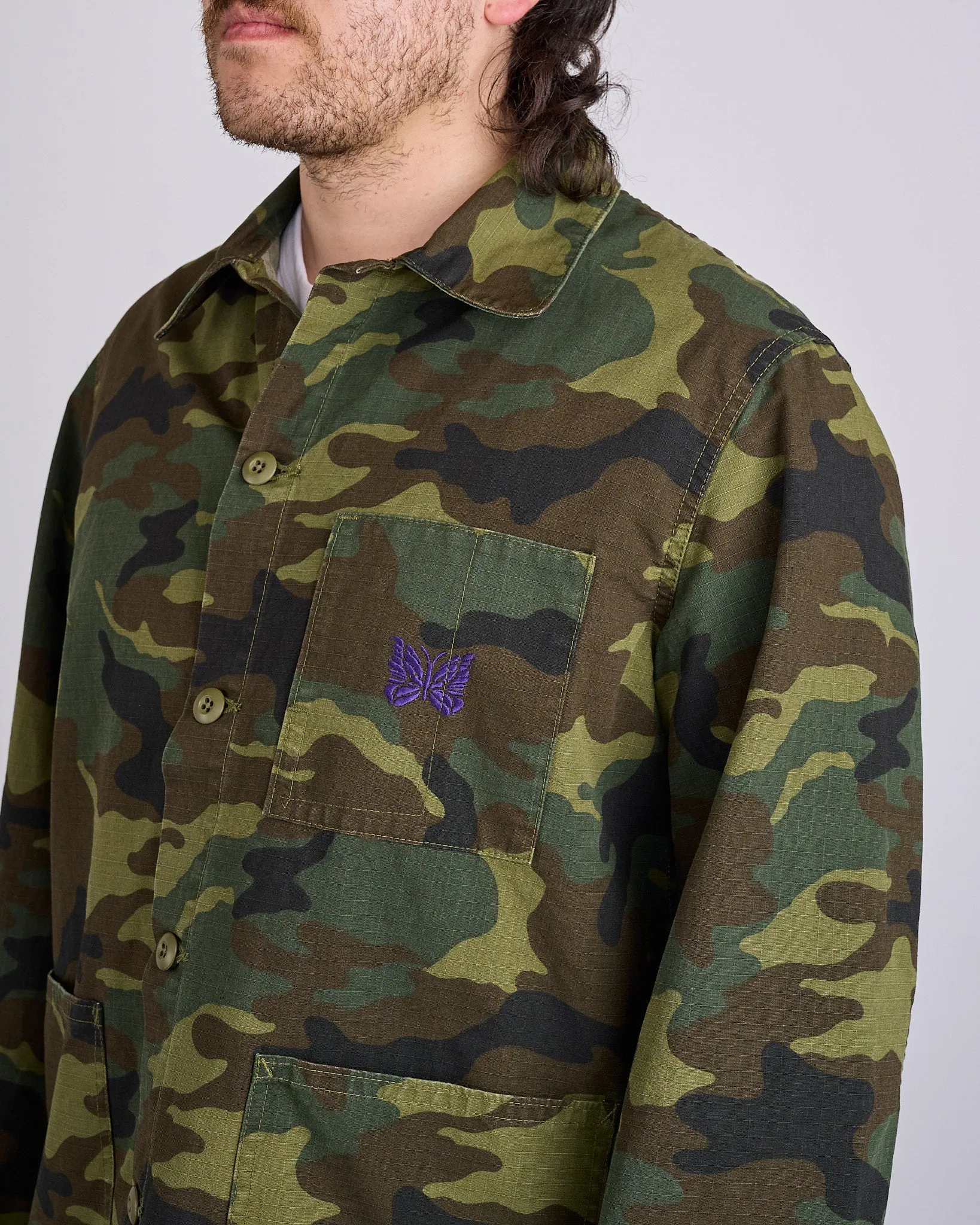 Needles D.N. Coverall Jacket Cotton Ripstop Woodland Camo