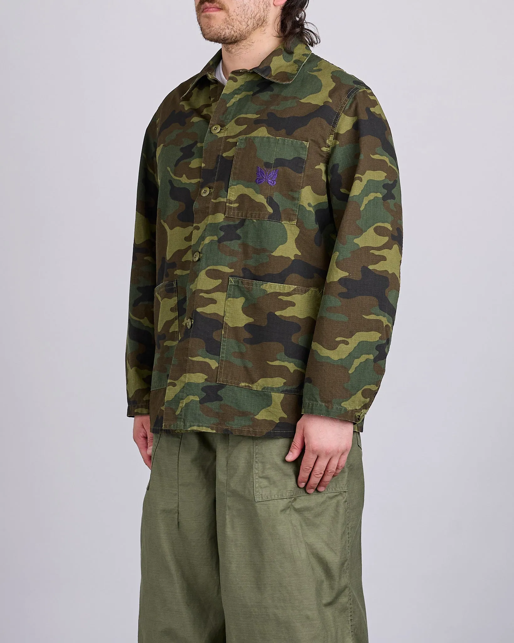 Needles D.N. Coverall Jacket Cotton Ripstop Woodland Camo