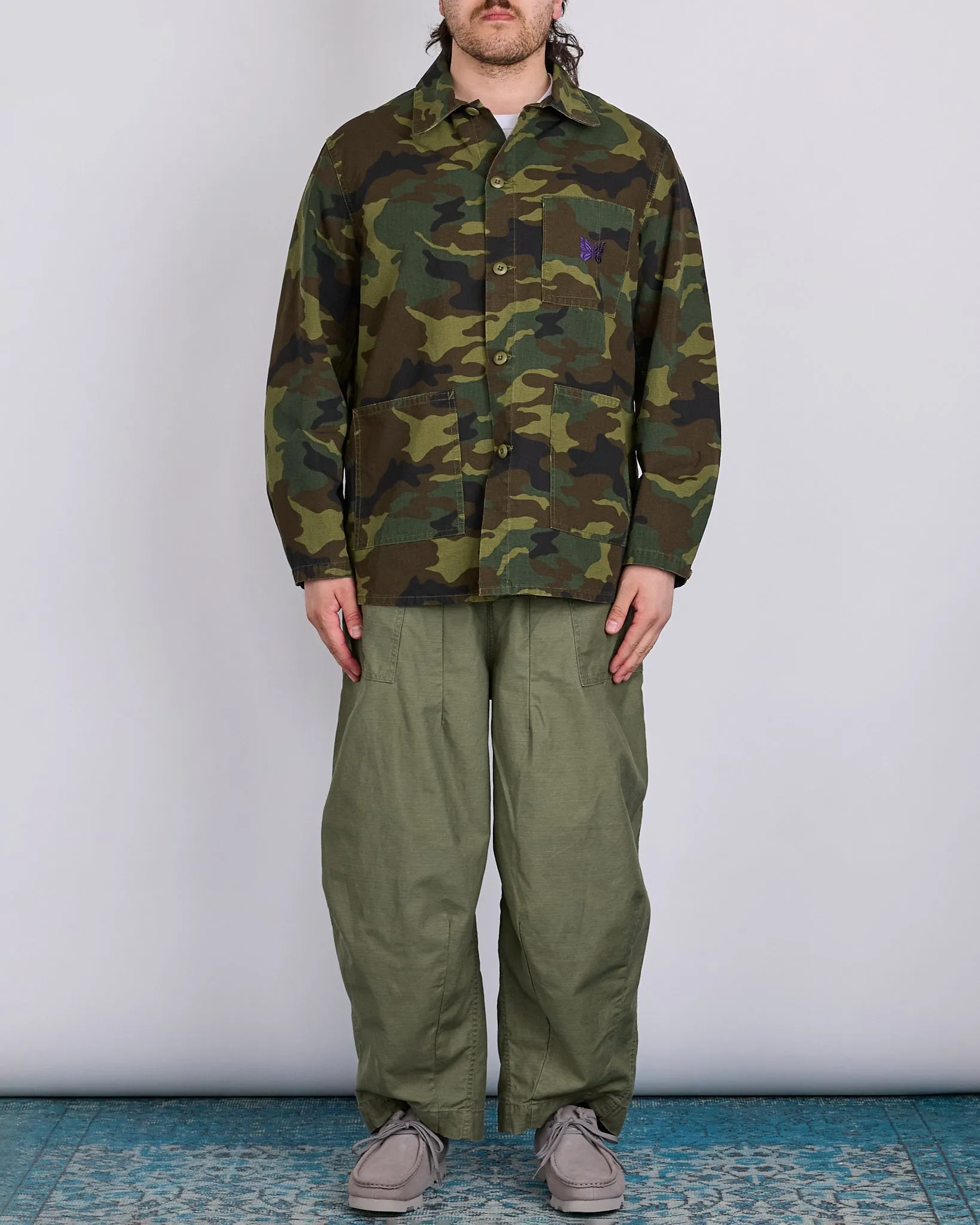 Needles D.N. Coverall Jacket Cotton Ripstop Woodland Camo