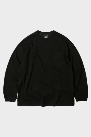 Oversized Long Sleeve Pocket Tee - Black